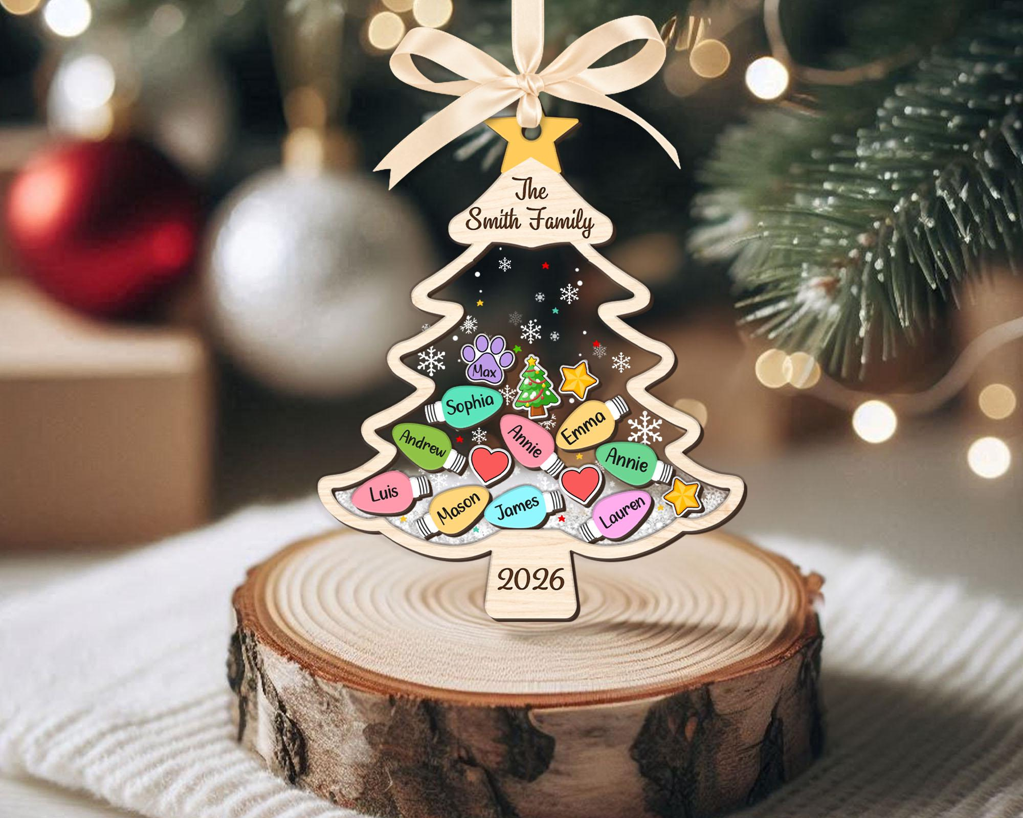 Custom Family Tree Ornament - Personalized Family With Pet Ornament, Large Family Christmas Ornament, Holiday Keepsake 2 - MeasureMason Custom Family Tree Ornament - Personalized Family With Pet Ornament, Large Family Christmas Ornament, Holiday Keepsake 2