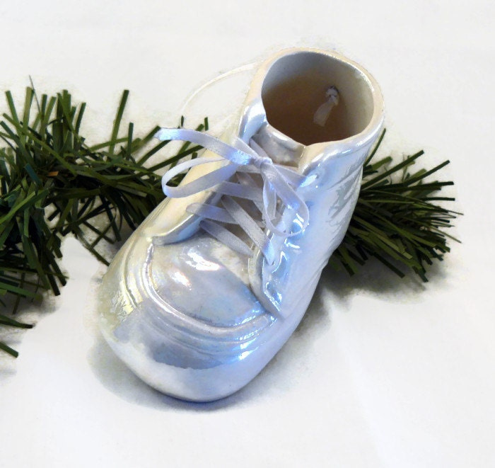 Personalized Baby Shoe Christmas Ornament - Ceramic Keepsake for Baby's First Christmas, White Glaze Personalized Baby Shoe Christmas Ornament - Ceramic Keepsake for Baby's First Christmas, White Glaze