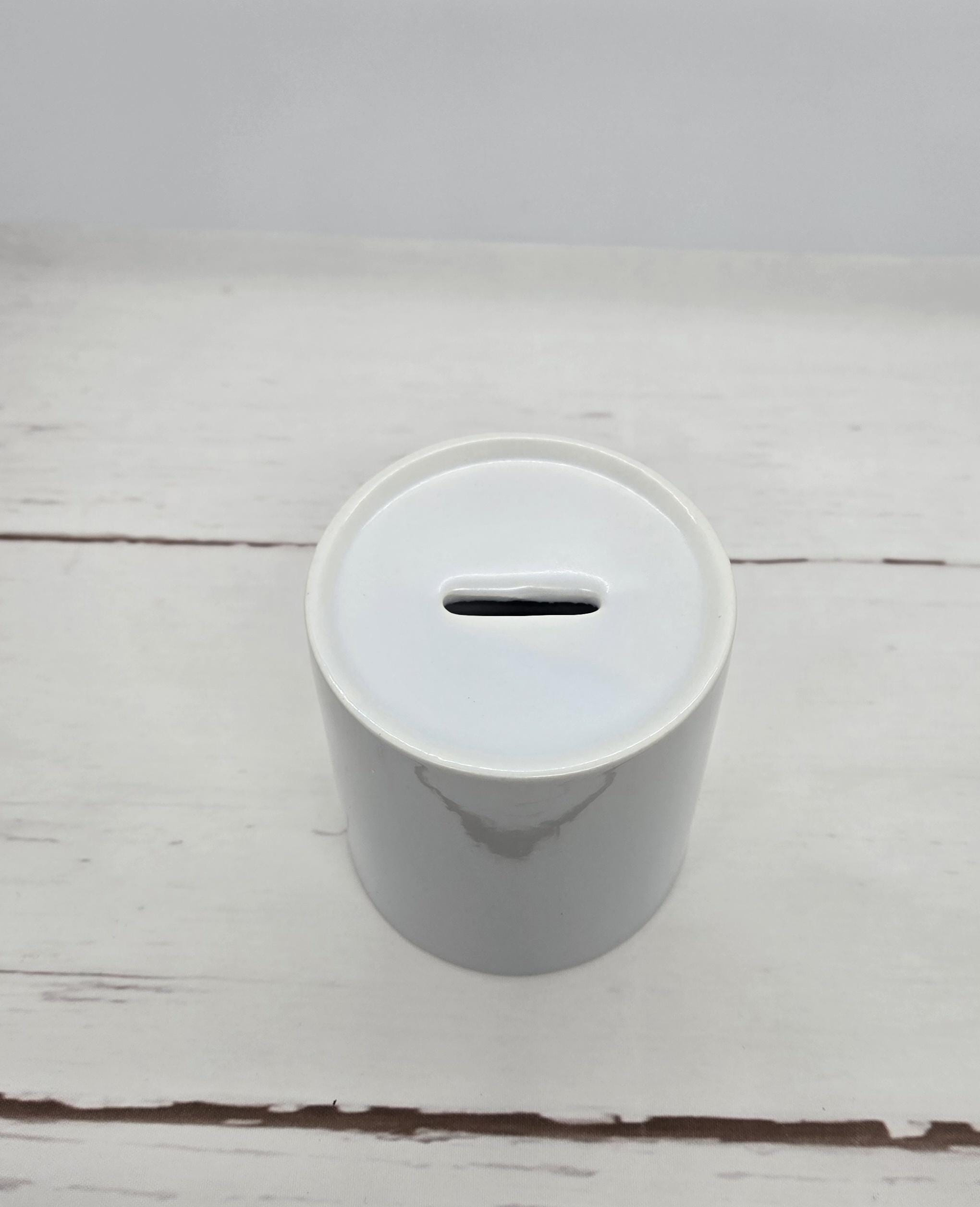 White Ceramic Coin Bank Sublimation Blank - Round DIY Money Jar with Removable Stopper 1 - MeasureMason White Ceramic Coin Bank Sublimation Blank - Round DIY Money Jar with Removable Stopper 1