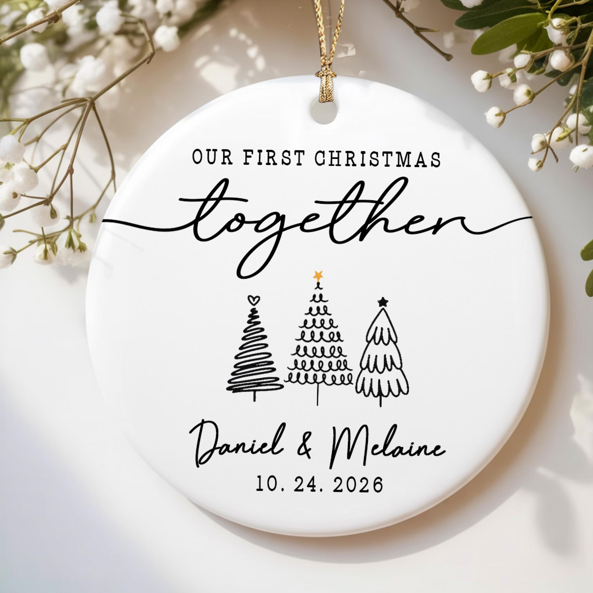 First Christmas Together Ornament Custom Photo Ceramic Circle Double Sided Couple Keepsake 2 - MeasureMason First Christmas Together Ornament Custom Photo Ceramic Circle Double Sided Couple Keepsake 2