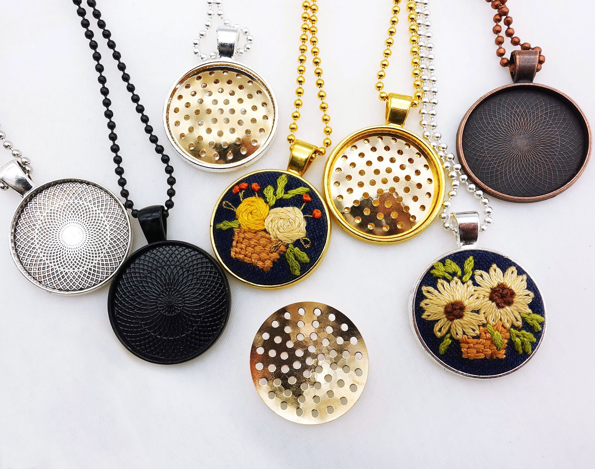 Round Embroidery Pendant Blank Frame 25mm – DIY Necklace Kit for Cross Stitch & Needlepoint Jewelry Making