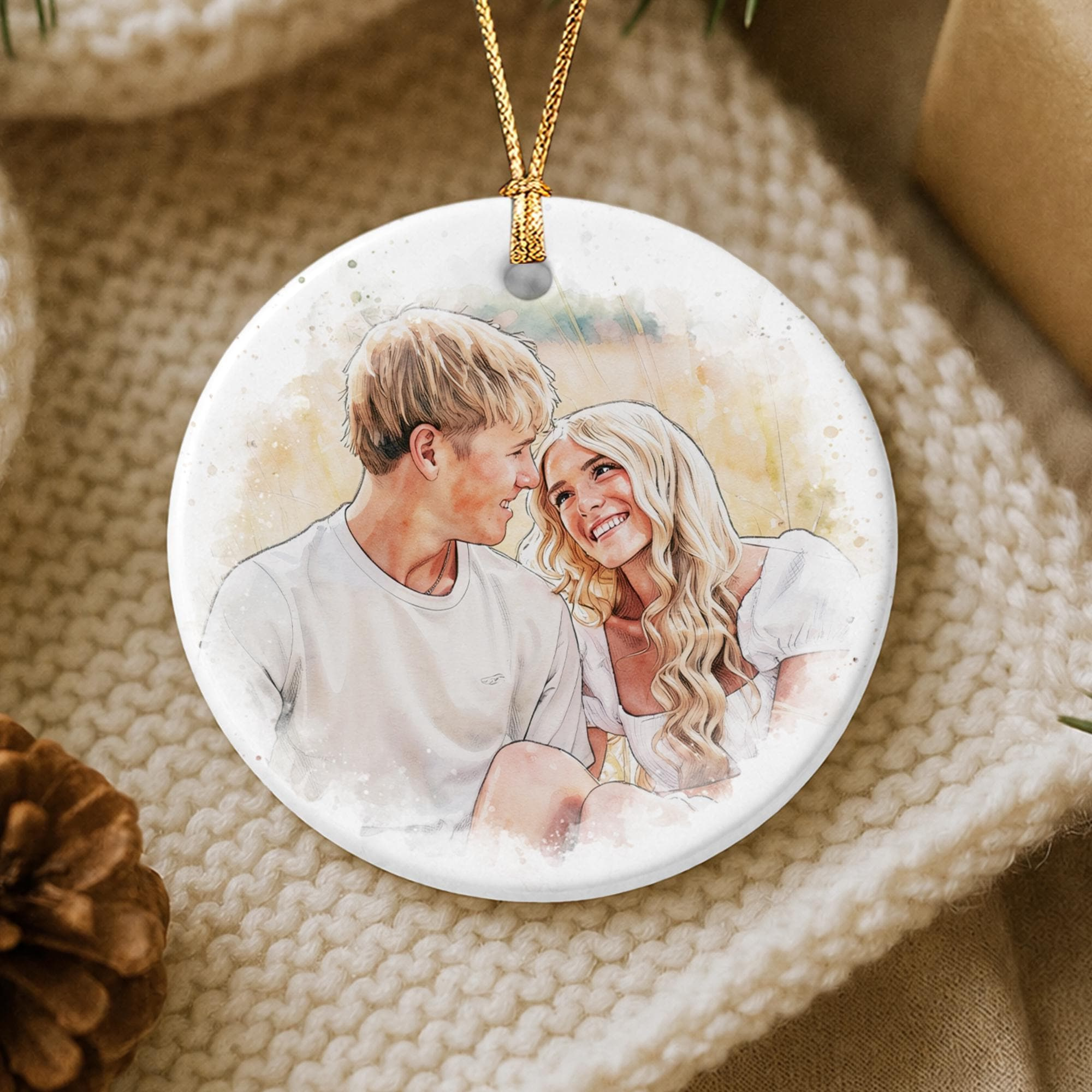 First Christmas Together Ornament Custom Photo Ceramic Circle Double Sided Couple Keepsake 1 - MeasureMason First Christmas Together Ornament Custom Photo Ceramic Circle Double Sided Couple Keepsake 1