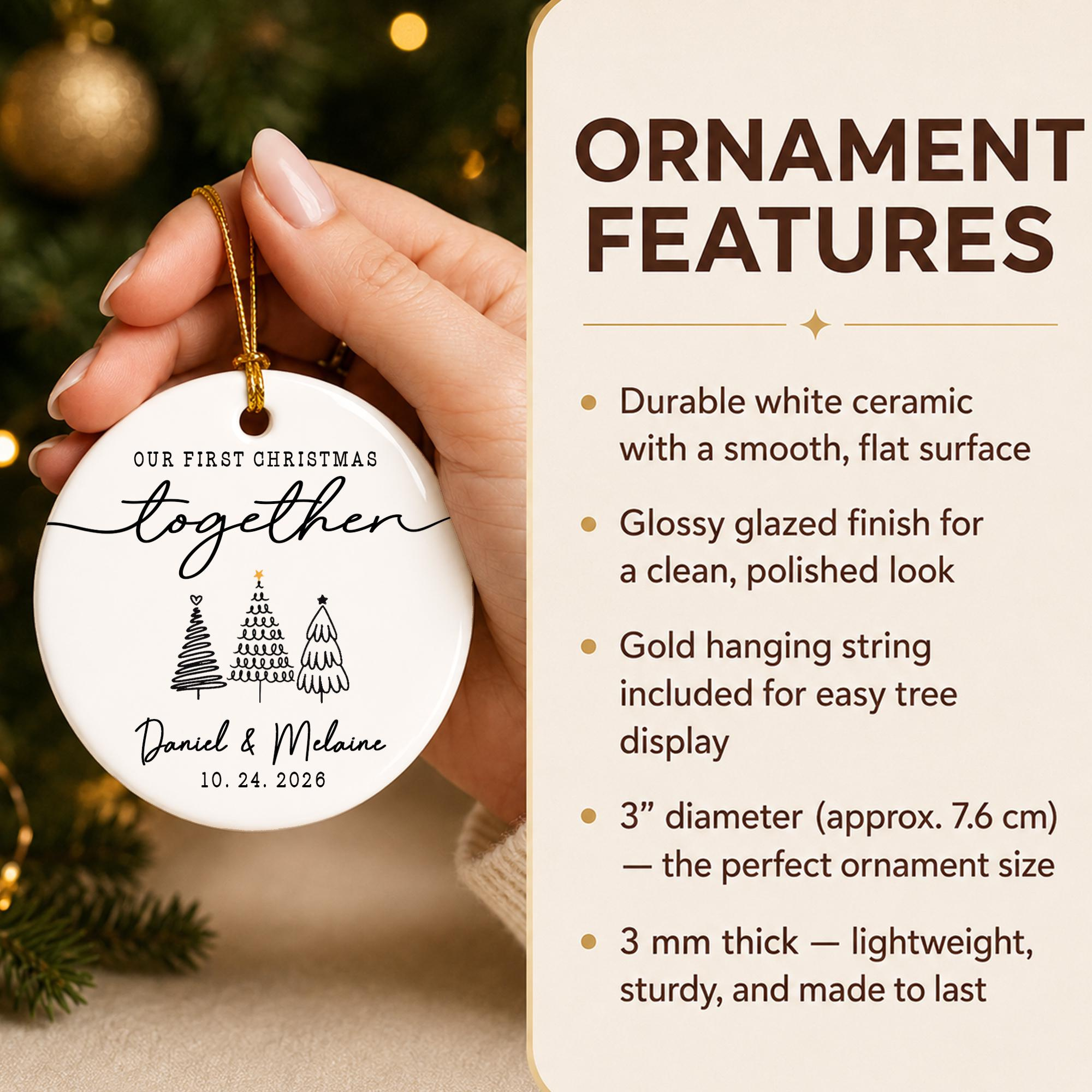 First Christmas Together Ornament Custom Photo Ceramic Circle Double Sided Couple Keepsake 4 - MeasureMason First Christmas Together Ornament Custom Photo Ceramic Circle Double Sided Couple Keepsake 4