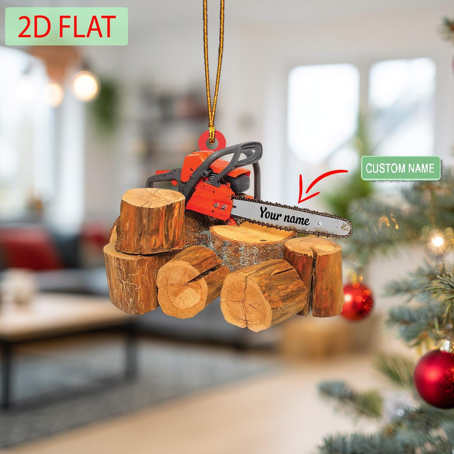 Personalized Chainsaw Ornament - Custom Name Acrylic Lumberjack Gift for Woodworker Carpenter 1 - MeasureMason Personalized Chainsaw Ornament - Custom Name Acrylic Lumberjack Gift for Woodworker Carpenter 1