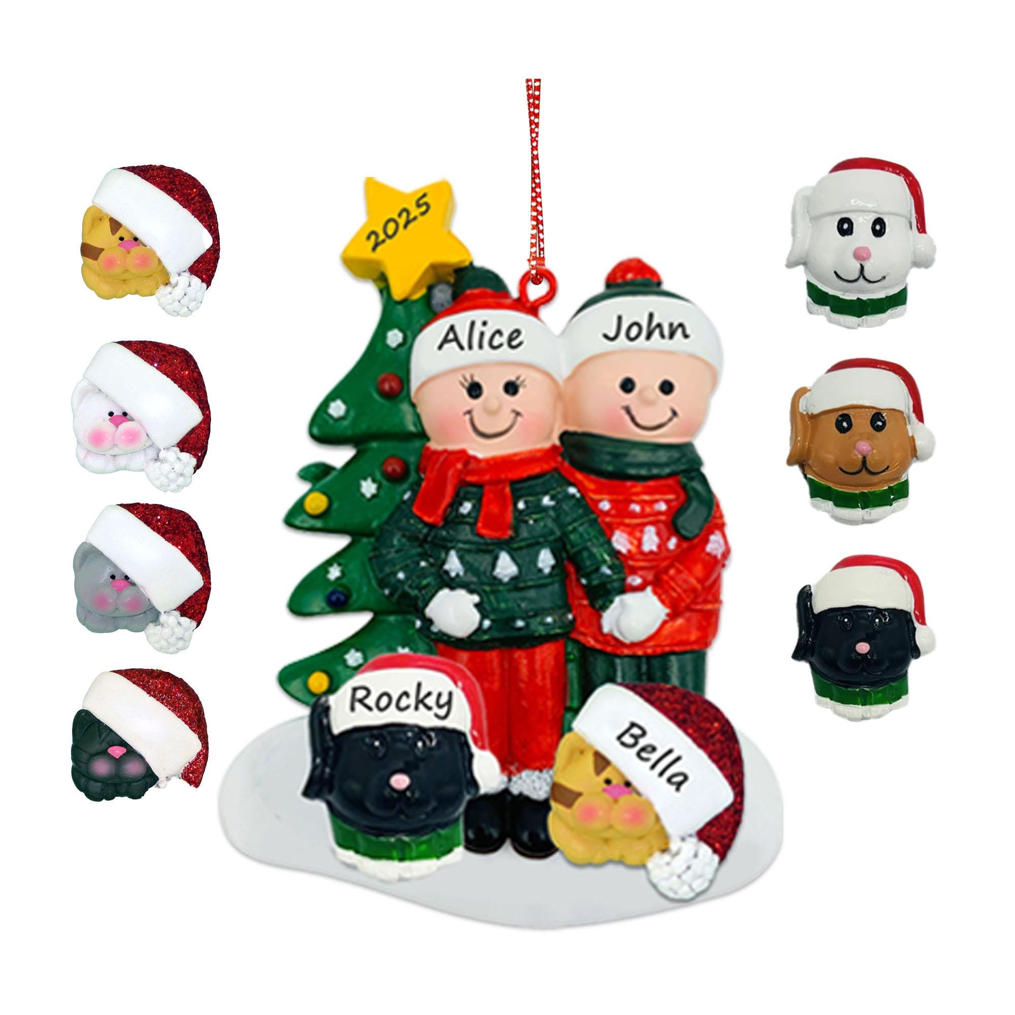 Personalized Couple Christmas Ornament with Cat and Dog, First Christmas Together Keepsake Personalized Couple Christmas Ornament with Cat and Dog, First Christmas Together Keepsake