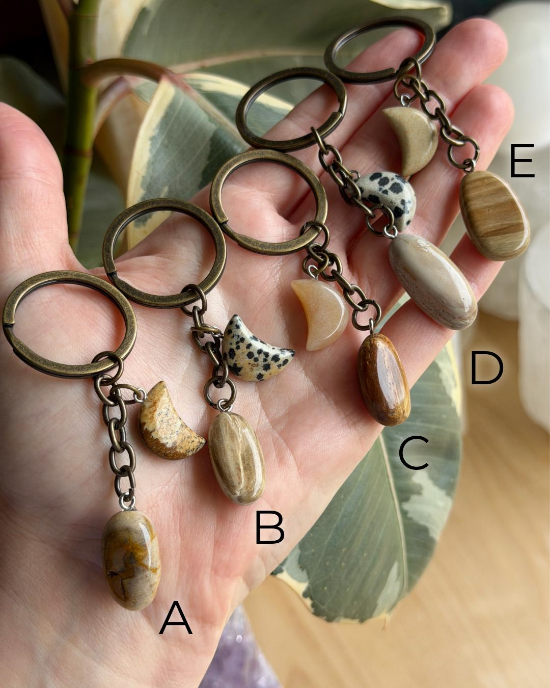 Petrified Wood Keychain - Natural Stone Lettered Keyring, Choose Your Piece 2 - MeasureMason Petrified Wood Keychain - Natural Stone Lettered Keyring, Choose Your Piece 2