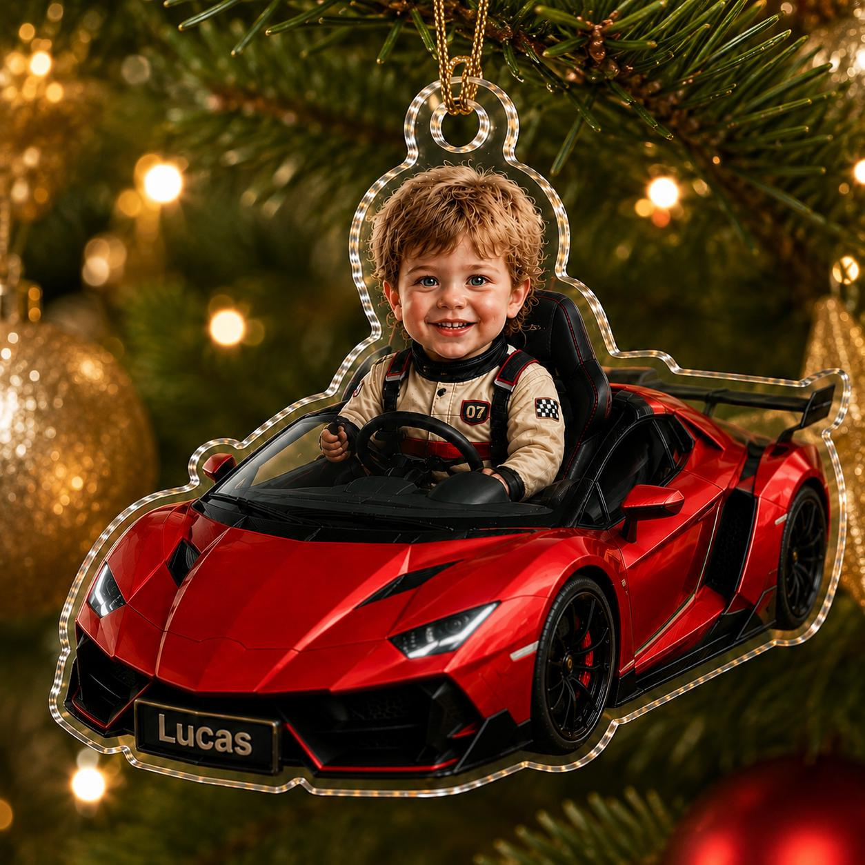 Personalized Race Car Kid Christmas Ornament, Custom Name Racing Holiday Keepsake, Car Lover Gift for Boy Personalized Race Car Kid Christmas Ornament, Custom Name Racing Holiday Keepsake, Car Lover Gift for Boy