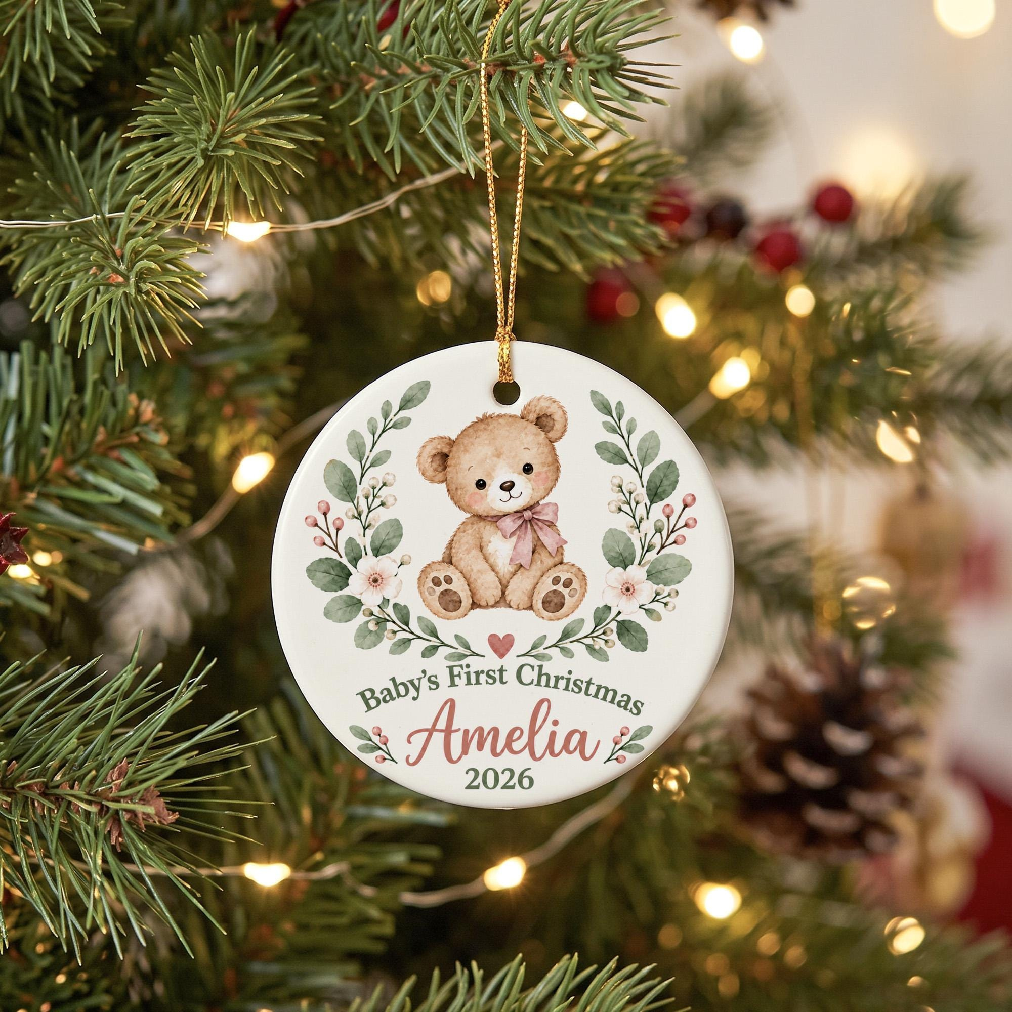 Personalized Babys First Christmas Ornament 2026 - Custom Name Teddy Bear Keepsake for Newborn 4 - MeasureMason Personalized Babys First Christmas Ornament 2026 - Custom Name Teddy Bear Keepsake for Newborn 4