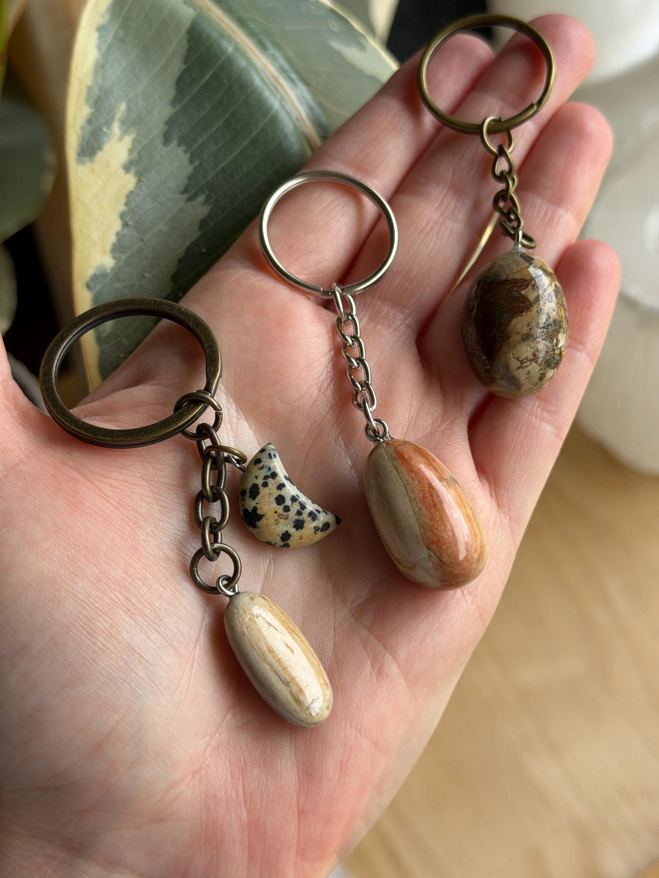 Petrified Wood Keychain - Natural Stone Lettered Keyring, Choose Your Piece 1 - MeasureMason Petrified Wood Keychain - Natural Stone Lettered Keyring, Choose Your Piece 1