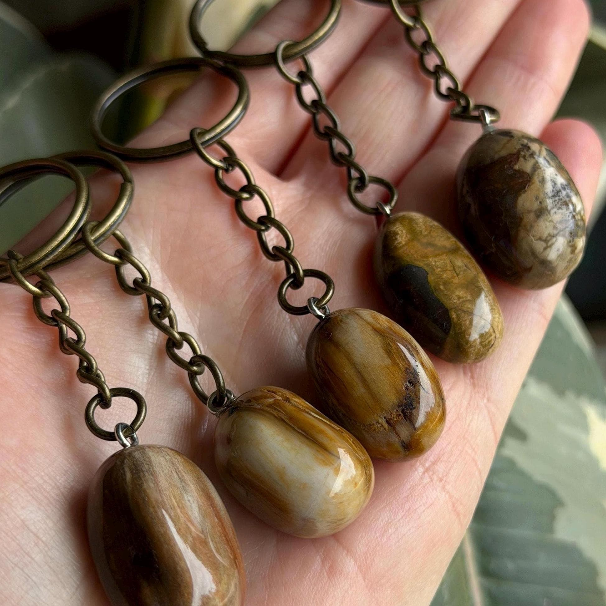 Petrified Wood Keychain - Natural Stone Lettered Keyring, Choose Your Piece