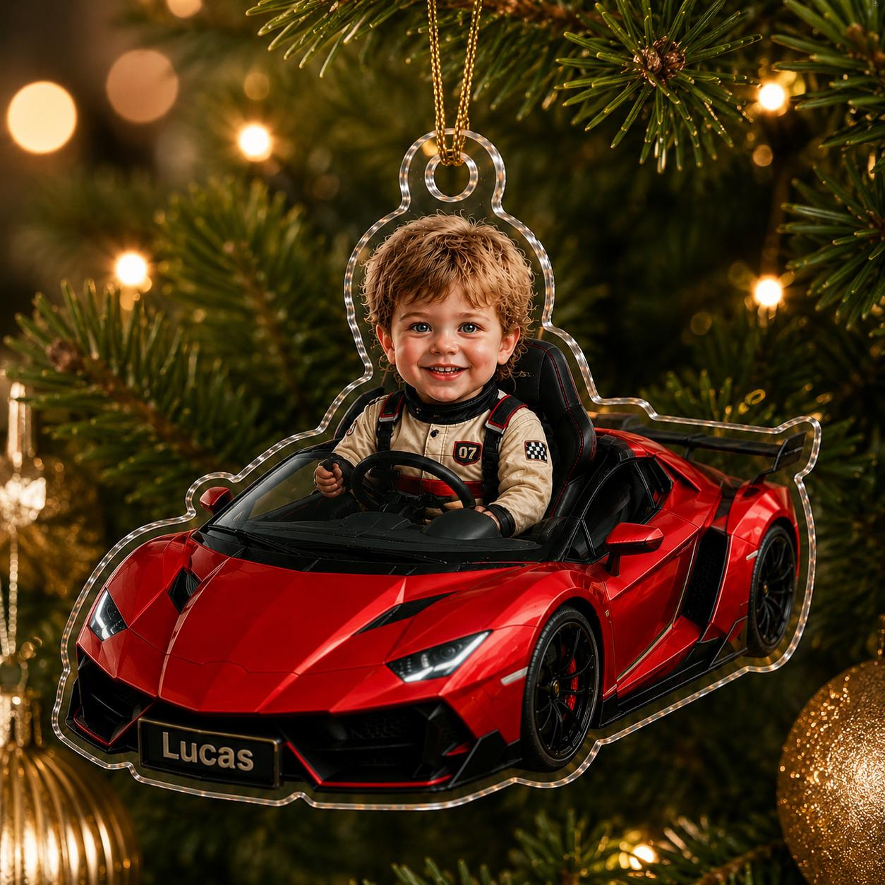Personalized Race Car Kid Christmas Ornament, Custom Name Racing Holiday Keepsake, Car Lover Gift for Boy 1 - MeasureMason Personalized Race Car Kid Christmas Ornament, Custom Name Racing Holiday Keepsake, Car Lover Gift for Boy 1