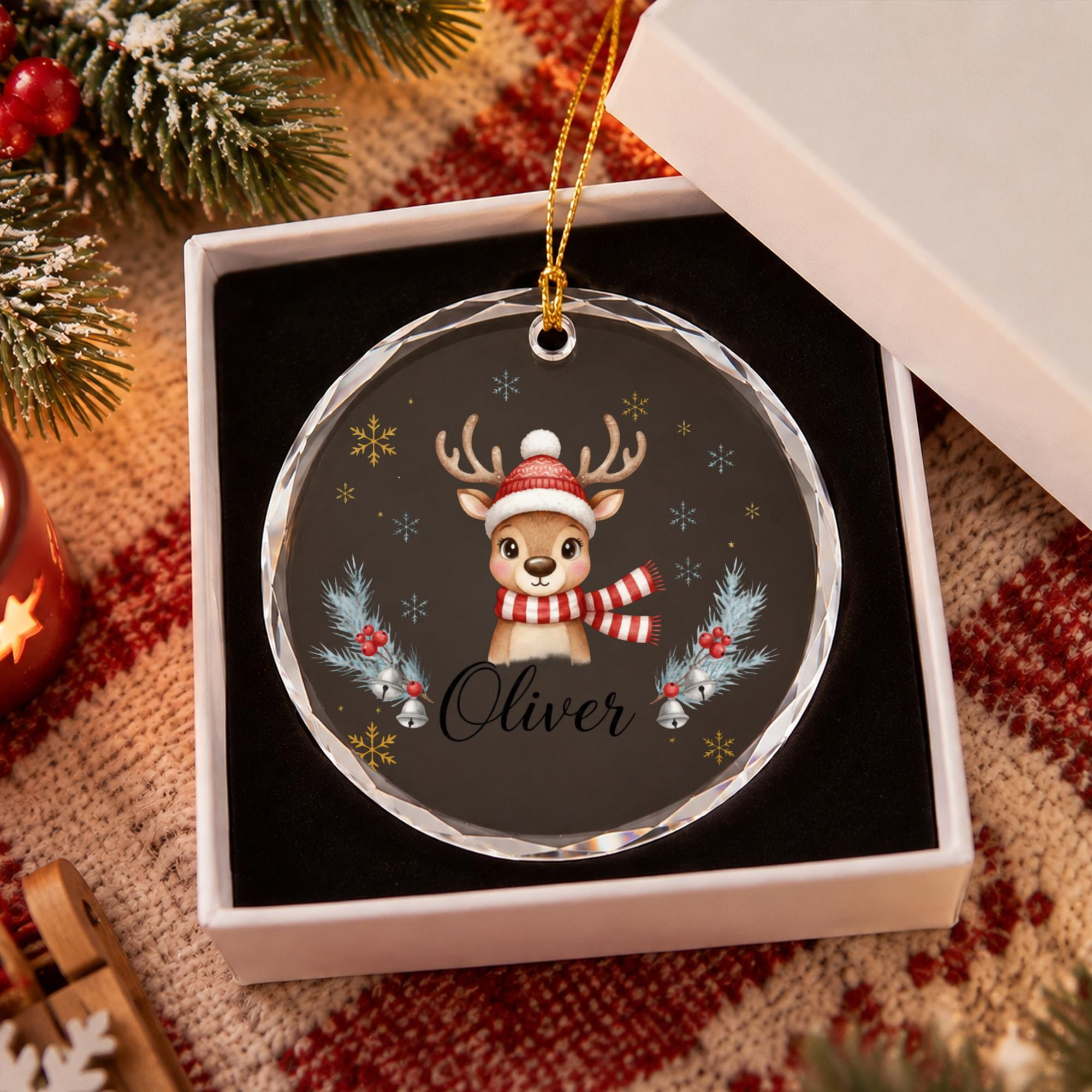 Personalized Reindeer Christmas Ornament with Custom Name - Cute Holiday Keepsake for Kids Christmas Tree Decor 3 - MeasureMason Personalized Reindeer Christmas Ornament with Custom Name - Cute Holiday Keepsake for Kids Christmas Tree Decor 3