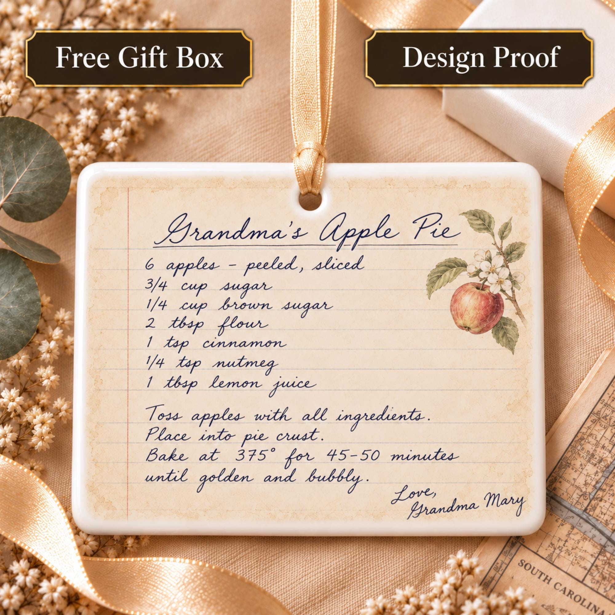 Handwritten Recipe Ornament, Personalized Family Recipe Keepsake, Actual Handwriting Ceramic Ornament Handwritten Recipe Ornament, Personalized Family Recipe Keepsake, Actual Handwriting Ceramic Ornament