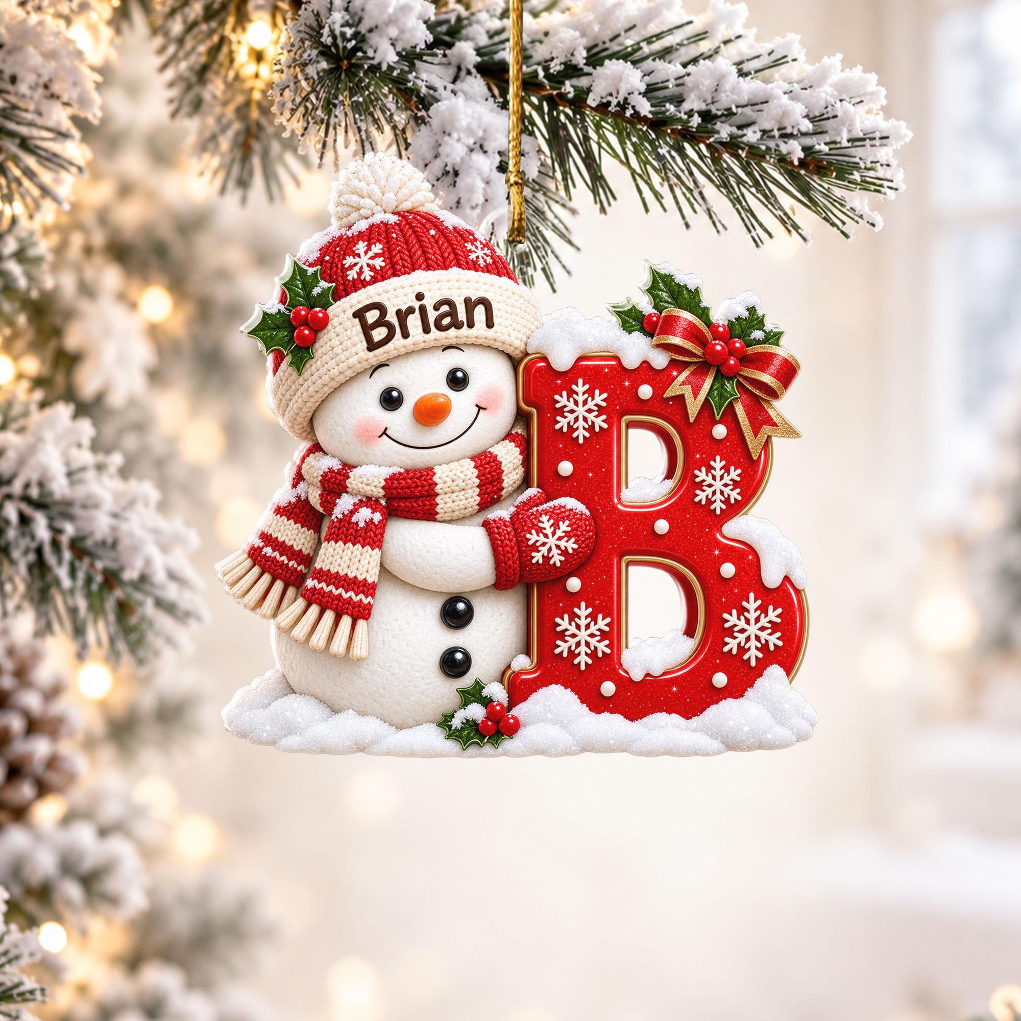 Personalized Snowman Name Christmas Ornament, Custom Initial Acrylic Hanging Keepsake for Family Tree 1 - MeasureMason Personalized Snowman Name Christmas Ornament, Custom Initial Acrylic Hanging Keepsake for Family Tree 1