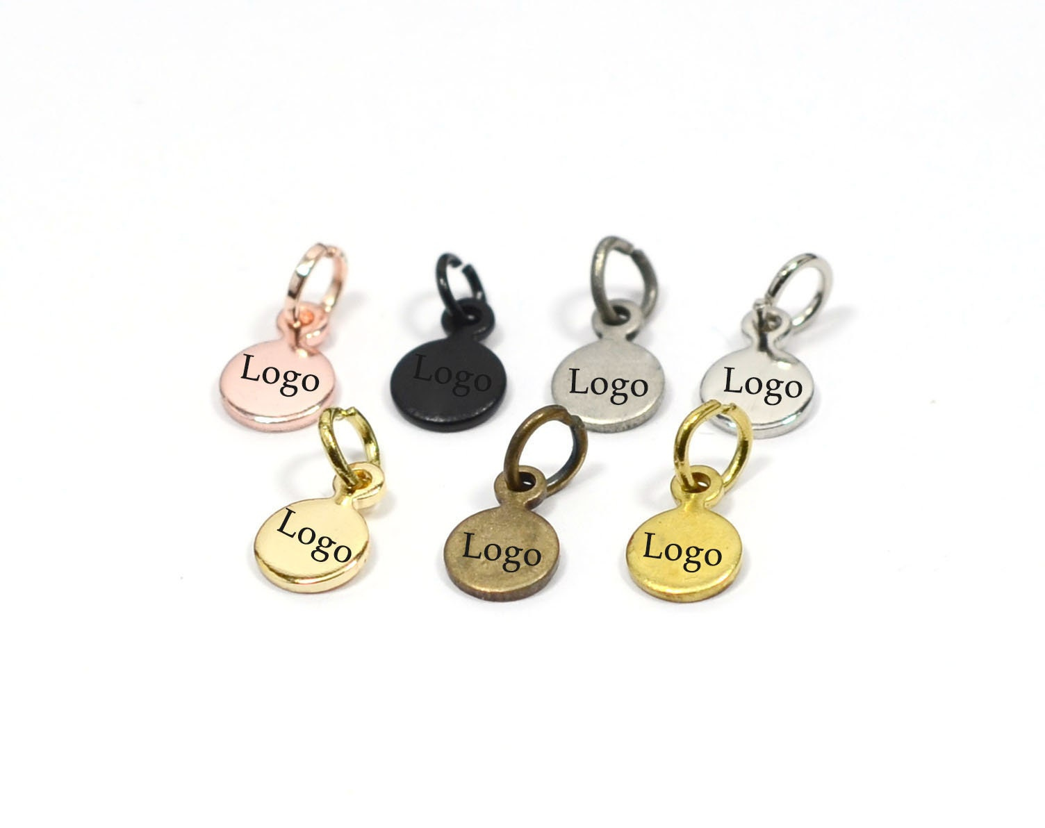 Custom Laser Engraved Jewelry Tag, 6mm Brass Charm with Jump Ring, Personalized Logo Pendant 2 - MeasureMason Custom Laser Engraved Jewelry Tag, 6mm Brass Charm with Jump Ring, Personalized Logo Pendant 2