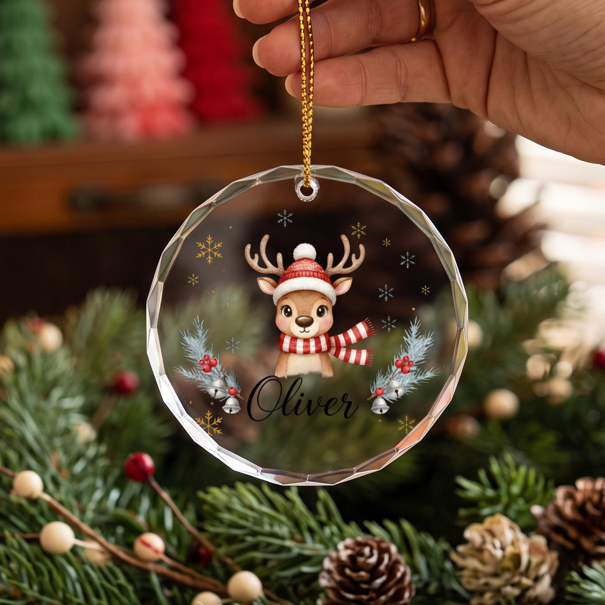 Personalized Reindeer Christmas Ornament with Custom Name - Cute Holiday Keepsake for Kids Christmas Tree Decor 4 - MeasureMason Personalized Reindeer Christmas Ornament with Custom Name - Cute Holiday Keepsake for Kids Christmas Tree Decor 4