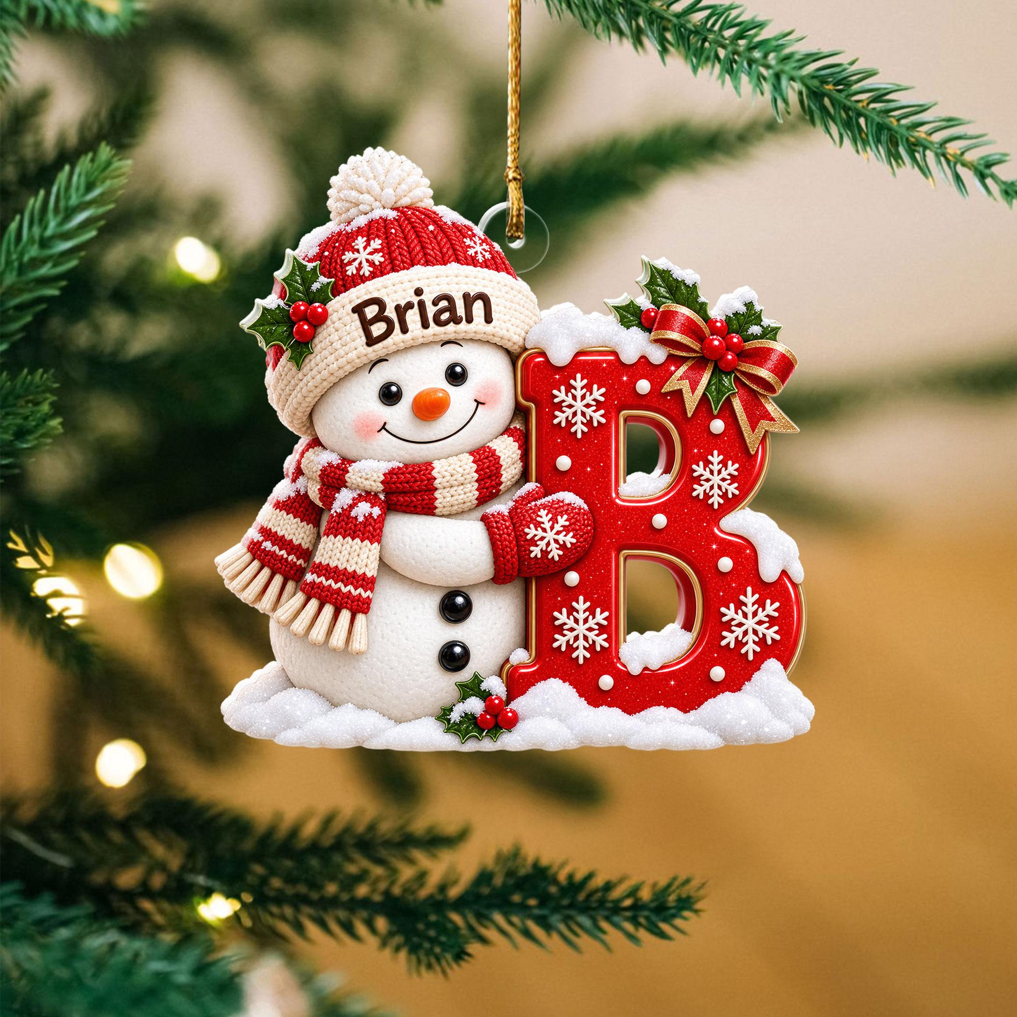 Personalized Snowman Name Christmas Ornament, Custom Initial Acrylic Hanging Keepsake for Family Tree 4 - MeasureMason Personalized Snowman Name Christmas Ornament, Custom Initial Acrylic Hanging Keepsake for Family Tree 4