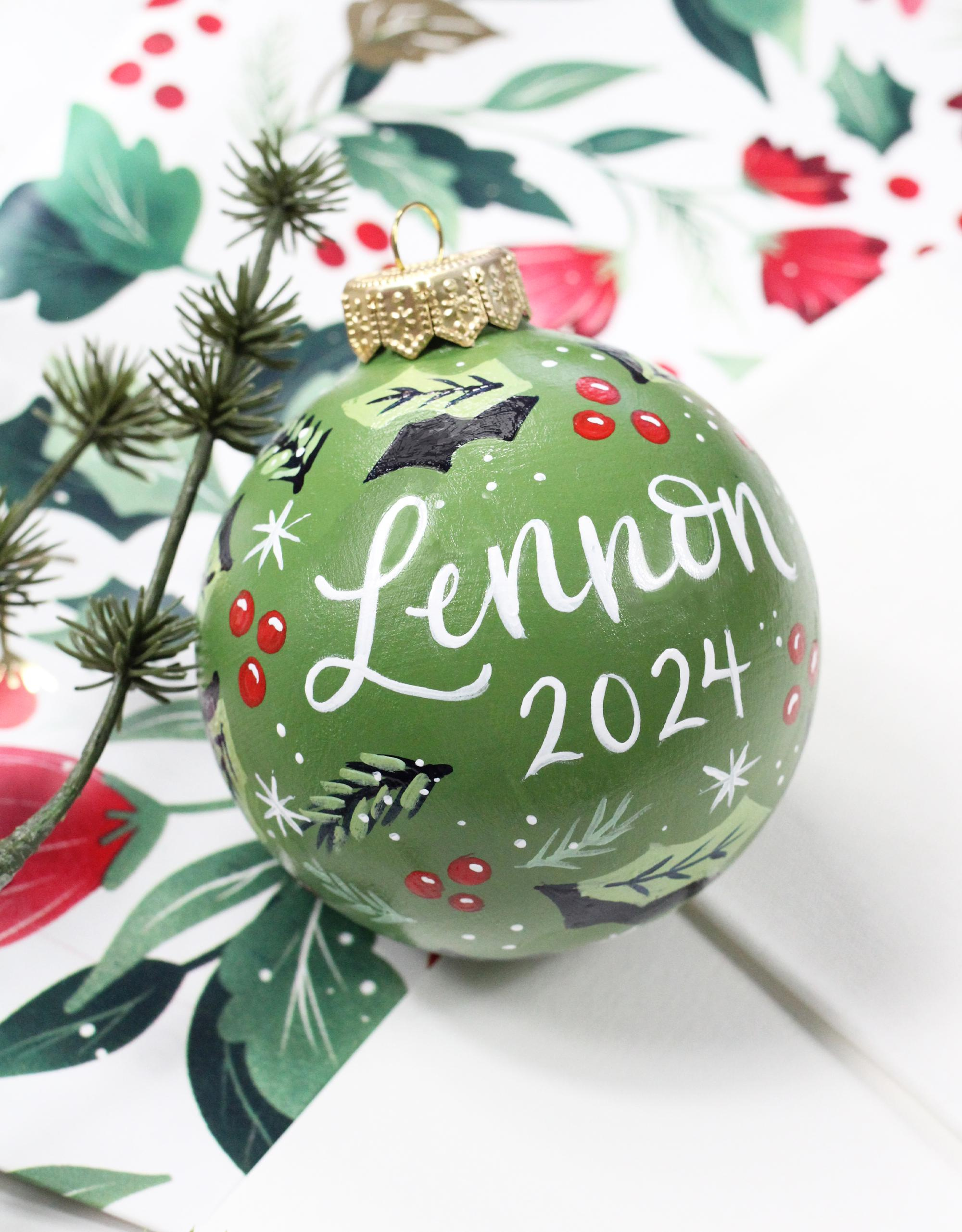 Personalized Hand Painted Christmas Ornament - Ceramic Keepsake with Custom Name & Holly 4 - MeasureMason Personalized Hand Painted Christmas Ornament - Ceramic Keepsake with Custom Name & Holly 4