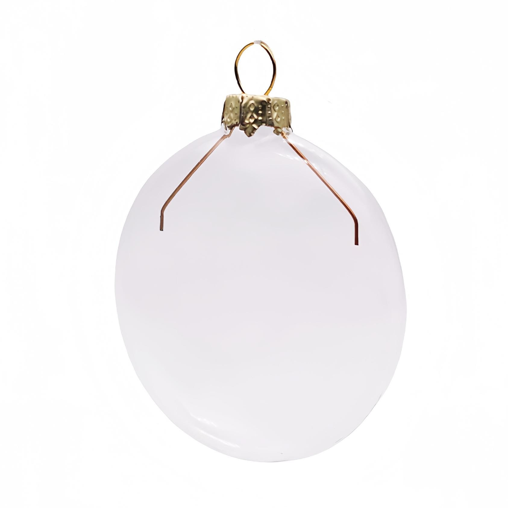 10 Pack 2.6inch Glass Flat Disc Ornaments DIY Paintable Fillable Christmas Bauble Blanks for Tree Decor