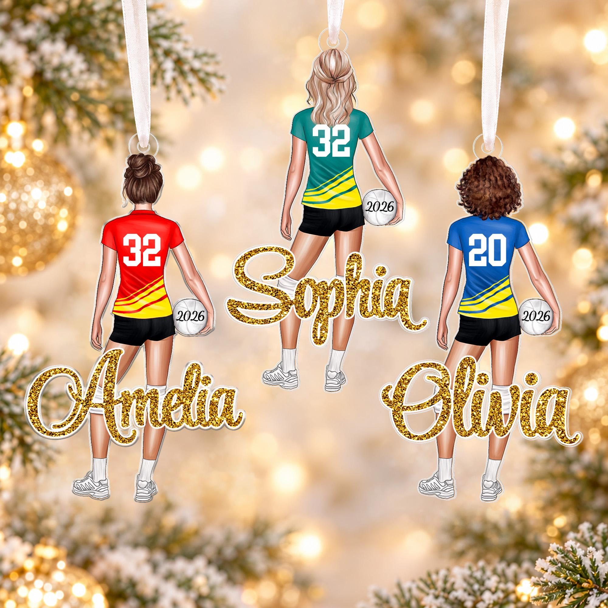 Personalized Acrylic Volleyball Player Ornament - Custom Name & Number, Christmas Tree & Car Hanging Keepsake Gift