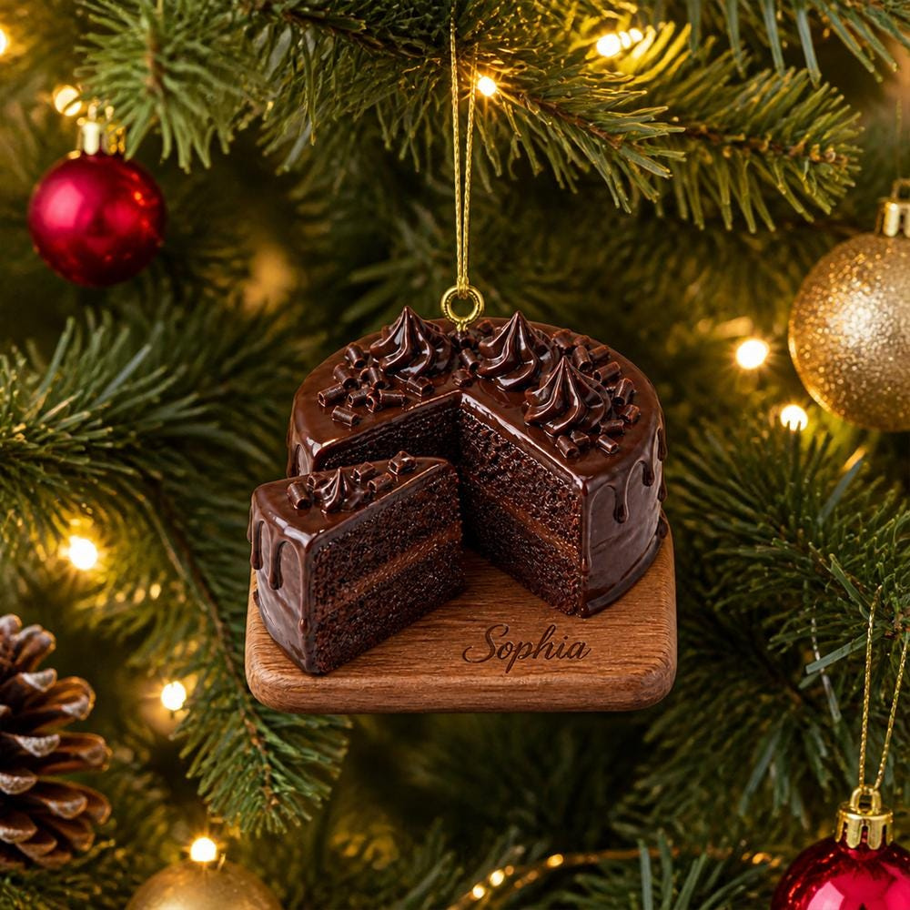 Personalized Chocolate Cake Ornament, Custom Name Christmas Dessert Keepsake for Baker Personalized Chocolate Cake Ornament, Custom Name Christmas Dessert Keepsake for Baker