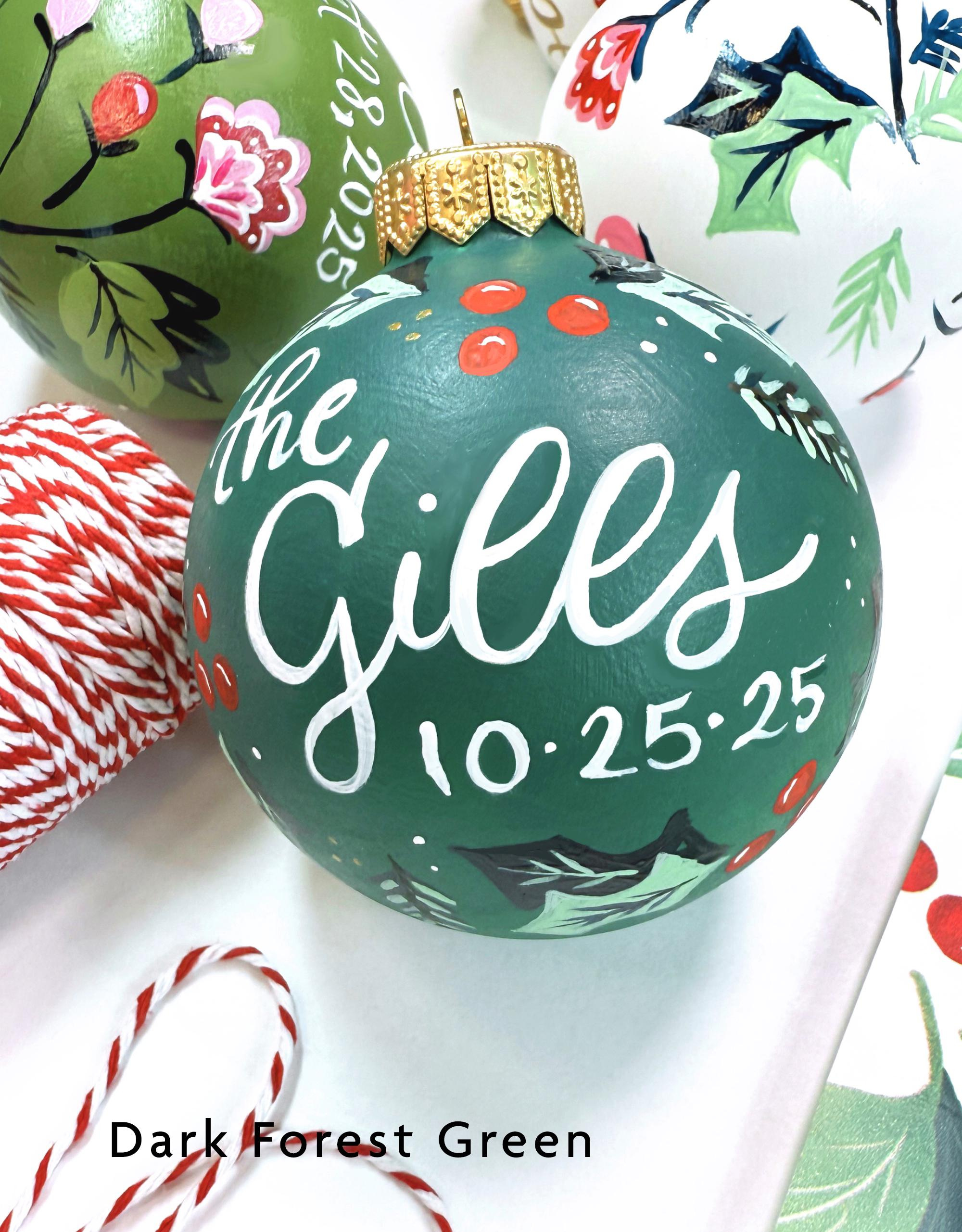 Personalized Hand Painted Christmas Ornament - Ceramic Keepsake with Custom Name & Holly 2 - MeasureMason Personalized Hand Painted Christmas Ornament - Ceramic Keepsake with Custom Name & Holly 2