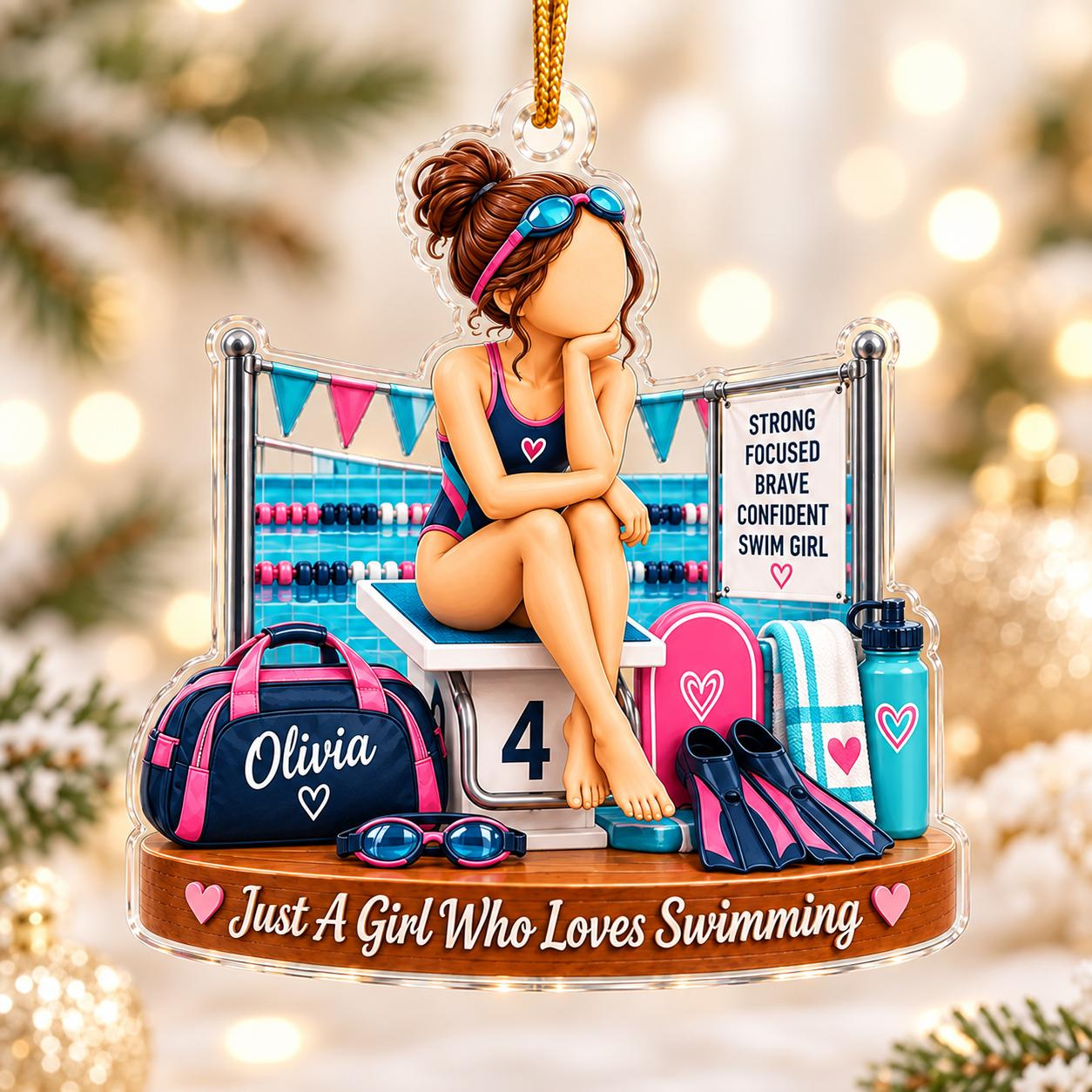 Personalized Swimmer Ornament - Custom Name 2D Acrylic Christmas Keepsake for Pool Athlete Personalized Swimmer Ornament - Custom Name 2D Acrylic Christmas Keepsake for Pool Athlete