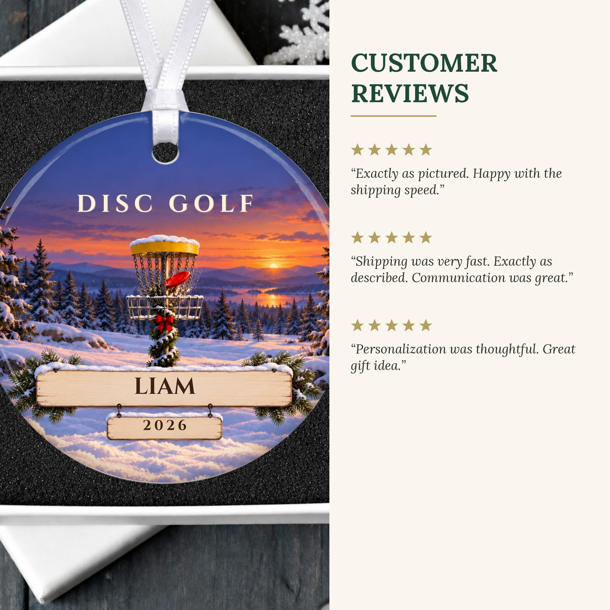 Personalized Disc Golf Ornament with Name, Custom Christmas Disc Golf Basket Ornament for Golfer 3 - MeasureMason Personalized Disc Golf Ornament with Name, Custom Christmas Disc Golf Basket Ornament for Golfer 3