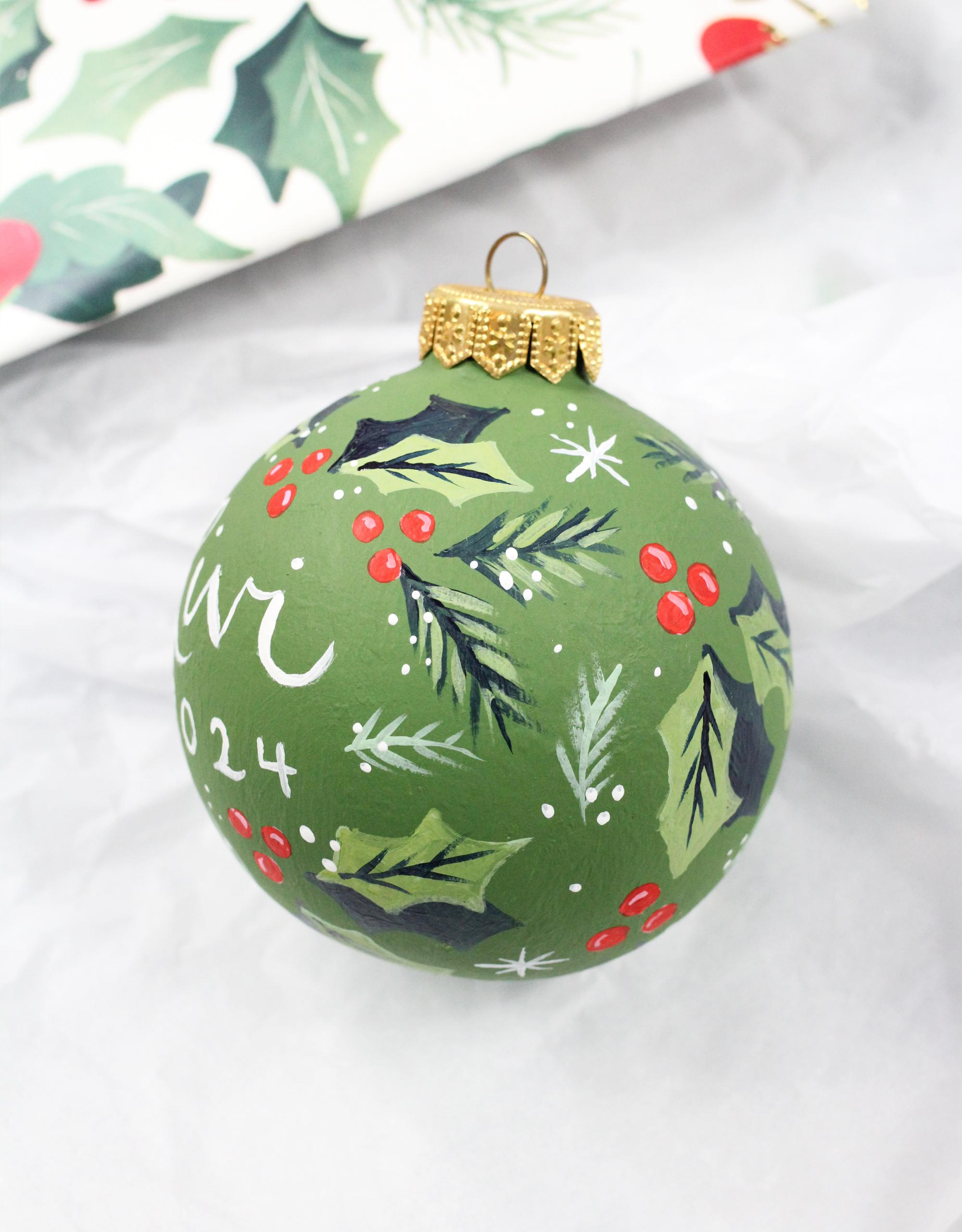 Personalized Hand Painted Christmas Ornament - Ceramic Keepsake with Custom Name & Holly 3 - MeasureMason Personalized Hand Painted Christmas Ornament - Ceramic Keepsake with Custom Name & Holly 3