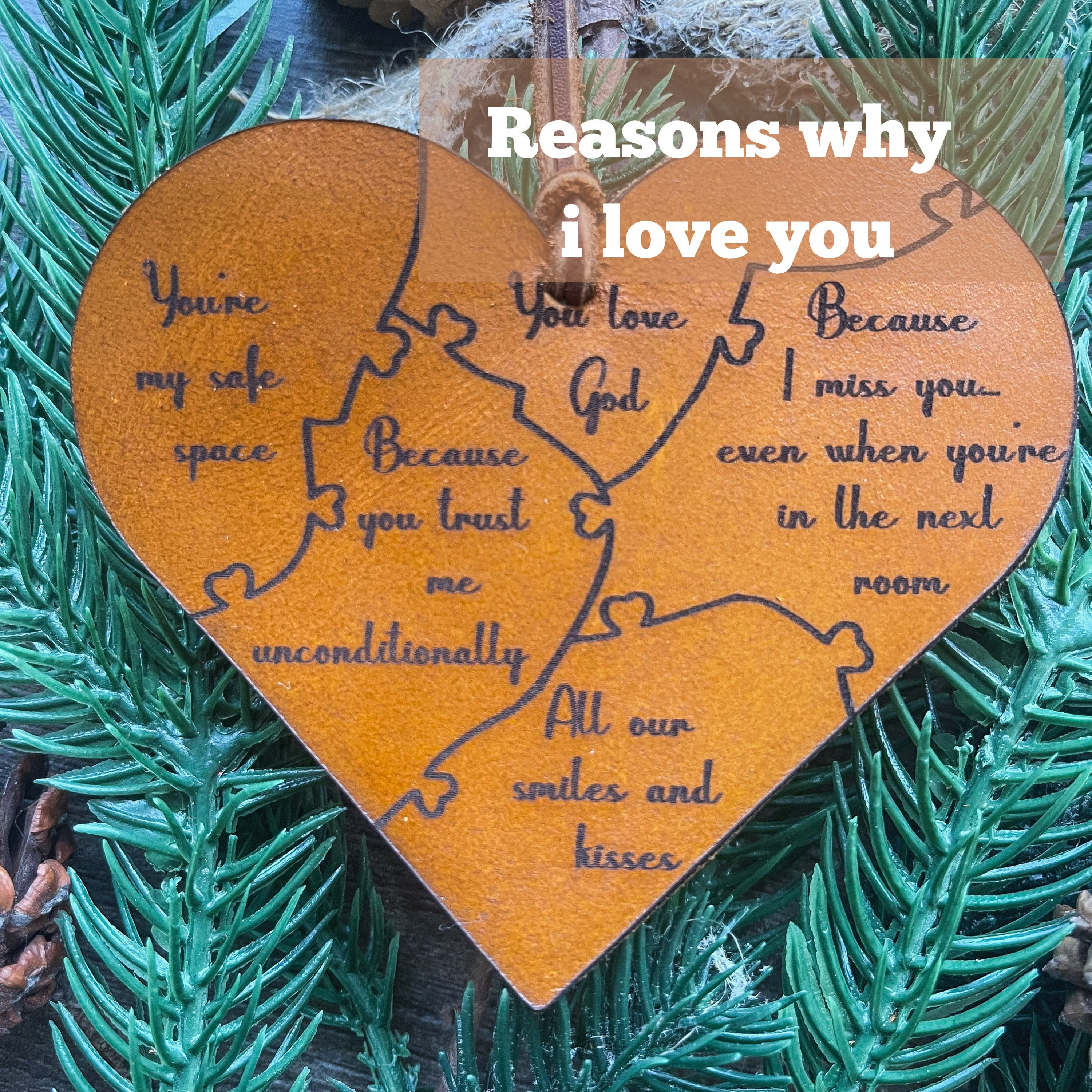 Personalized 3rd Anniversary Ornament - Leather Heart Christmas Keepsake - Couple Wedding Gift 2 - MeasureMason Personalized 3rd Anniversary Ornament - Leather Heart Christmas Keepsake - Couple Wedding Gift 2