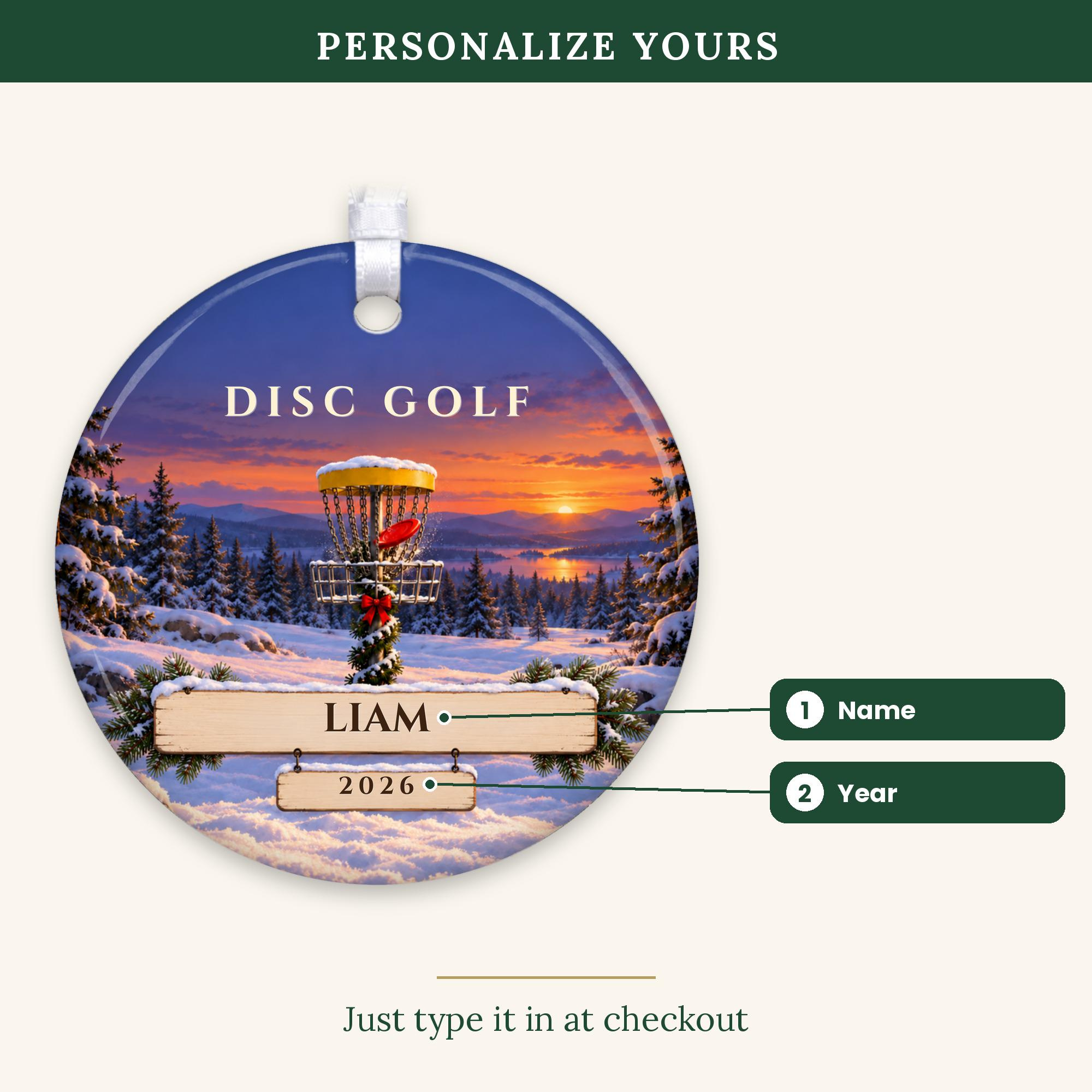 Personalized Disc Golf Ornament with Name, Custom Christmas Disc Golf Basket Ornament for Golfer 2 - MeasureMason Personalized Disc Golf Ornament with Name, Custom Christmas Disc Golf Basket Ornament for Golfer 2