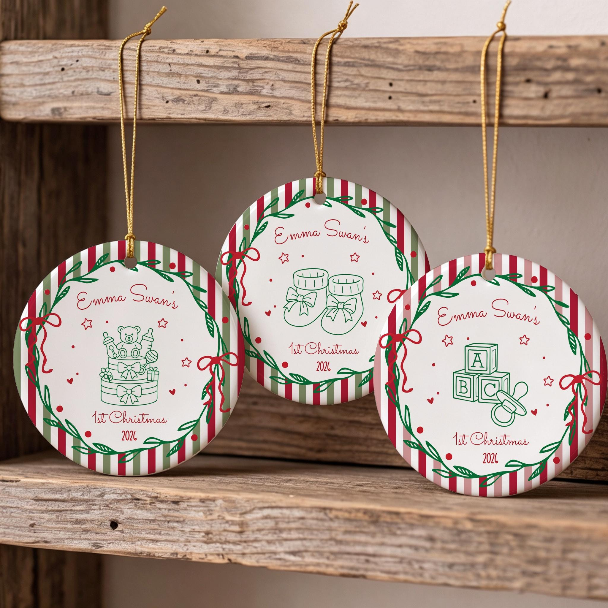 Personalized Babys First Christmas Ornament - Custom Name & Year Ceramic Keepsake for Newborn 3 - MeasureMason Personalized Babys First Christmas Ornament - Custom Name & Year Ceramic Keepsake for Newborn 3