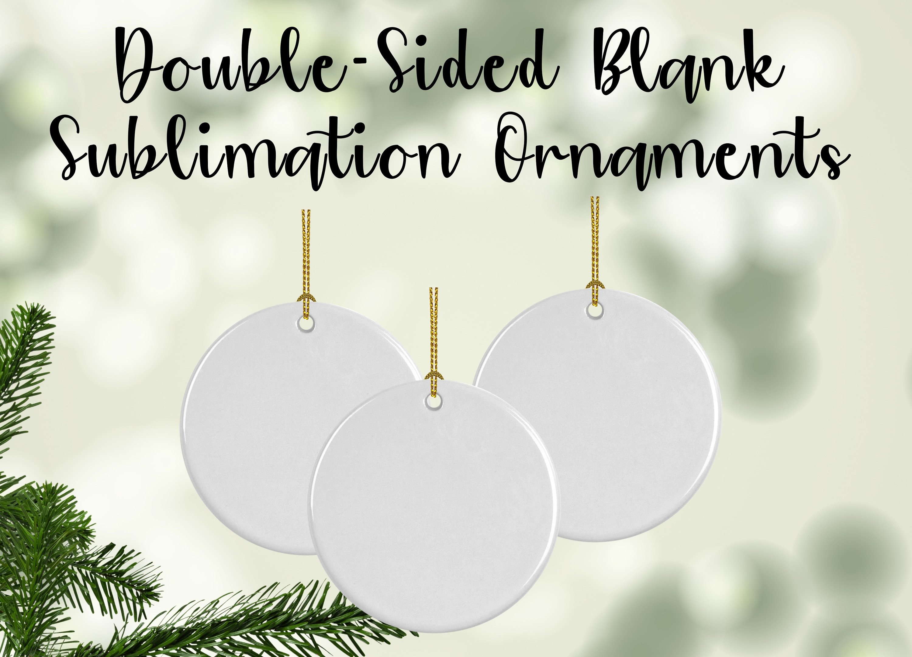 Ceramic Christmas Ornament Blanks for Sublimation - Round 2.875 Inch White Disc with Gold String for DIY Holiday Crafts Ceramic Christmas Ornament Blanks for Sublimation - Round 2.875 Inch White Disc with Gold String for DIY Holiday Crafts