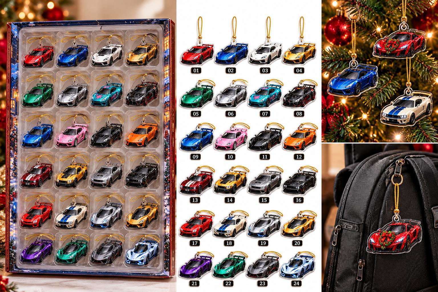 Supercar Advent Calendar 2026 – 24 Acrylic Car Charms, Sports Car Christmas Countdown for Racing Fans and Auto Enthusias 4 - MeasureMason Supercar Advent Calendar 2026 – 24 Acrylic Car Charms, Sports Car Christmas Countdown for Racing Fans and Auto Enthusias 4