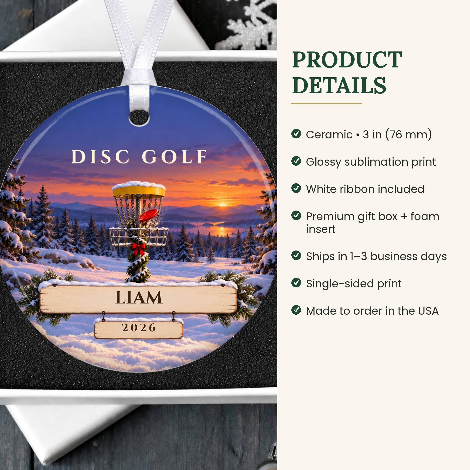 Personalized Disc Golf Ornament with Name, Custom Christmas Disc Golf Basket Ornament for Golfer 4 - MeasureMason Personalized Disc Golf Ornament with Name, Custom Christmas Disc Golf Basket Ornament for Golfer 4