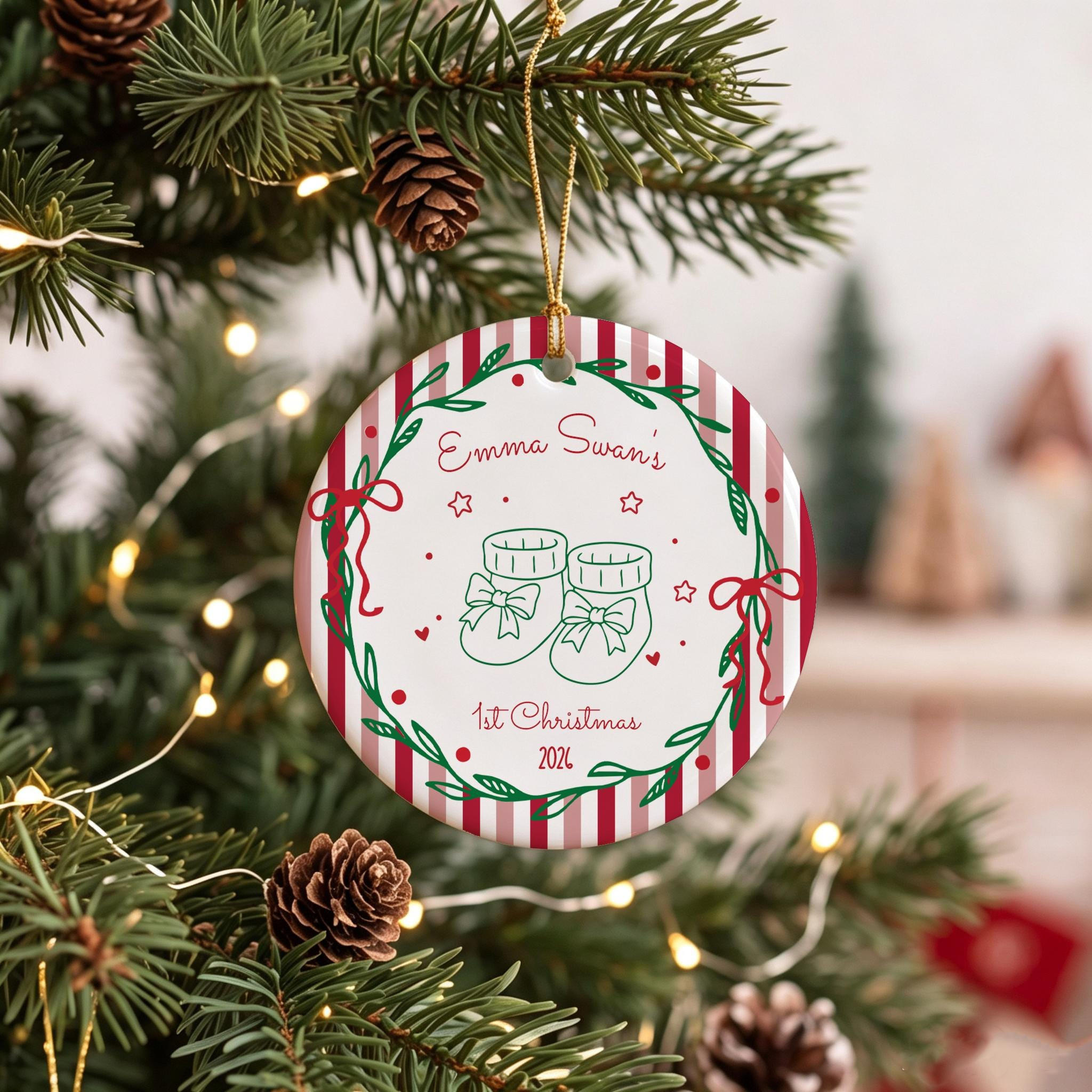 Personalized Babys First Christmas Ornament - Custom Name & Year Ceramic Keepsake for Newborn 1 - MeasureMason Personalized Babys First Christmas Ornament - Custom Name & Year Ceramic Keepsake for Newborn 1