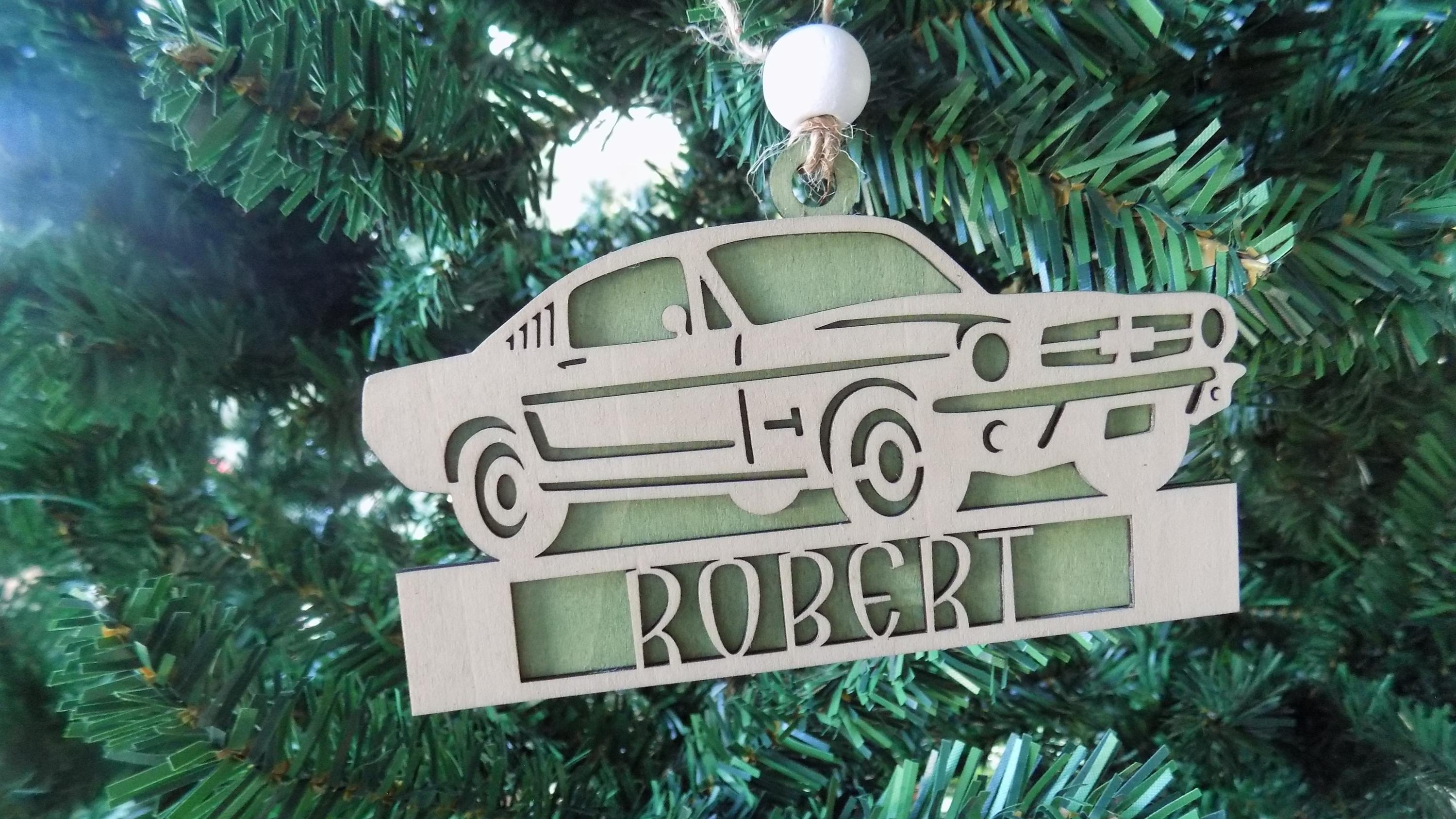 Personalized Christmas Car Ornament - Wooden Layered Classic Car with Custom Name, Xmas Tree Decoration for Car Lovers 4 - MeasureMason Personalized Christmas Car Ornament - Wooden Layered Classic Car with Custom Name, Xmas Tree Decoration for Car Lovers 4