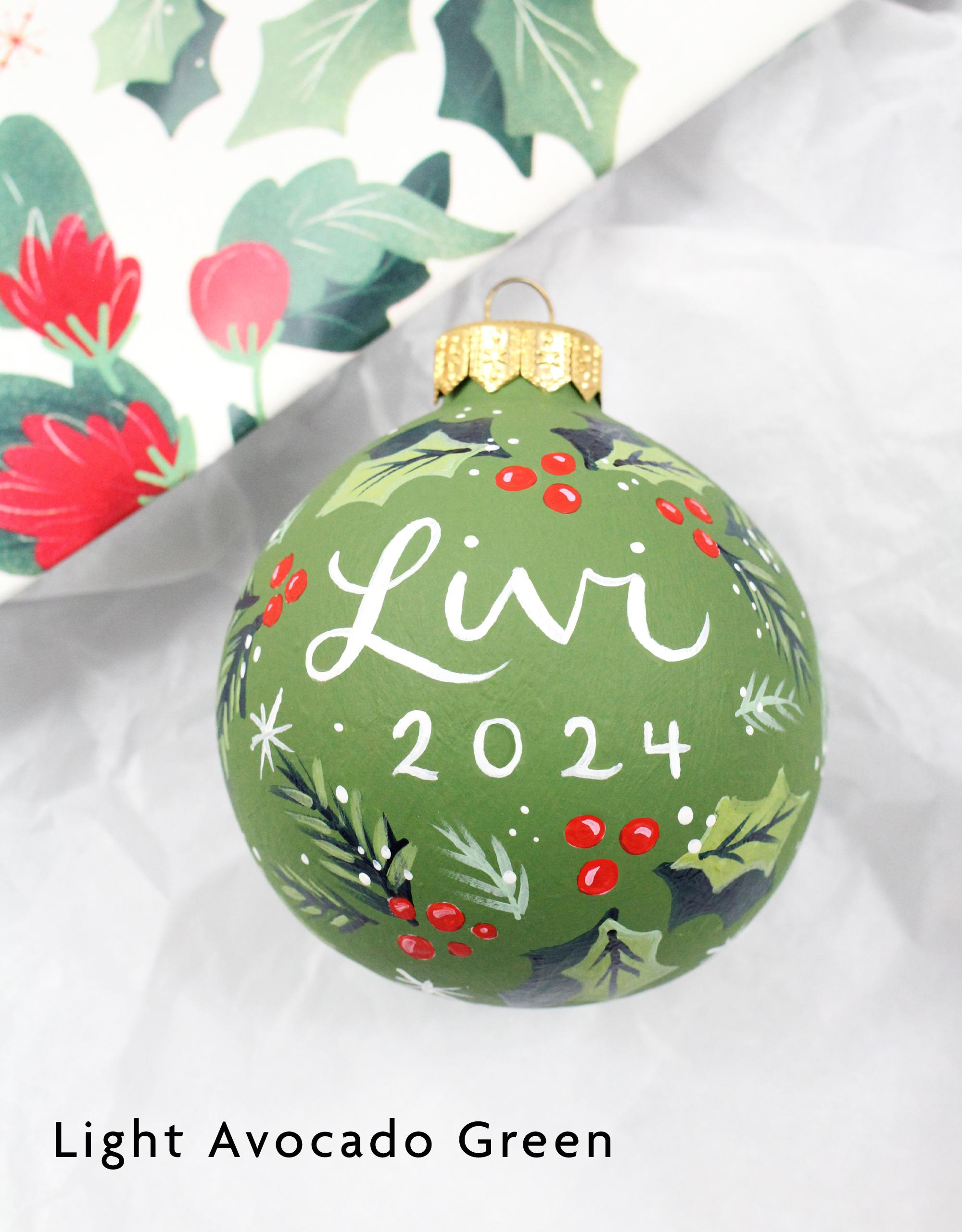 Personalized Hand Painted Christmas Ornament - Ceramic Keepsake with Custom Name & Holly 1 - MeasureMason Personalized Hand Painted Christmas Ornament - Ceramic Keepsake with Custom Name & Holly 1