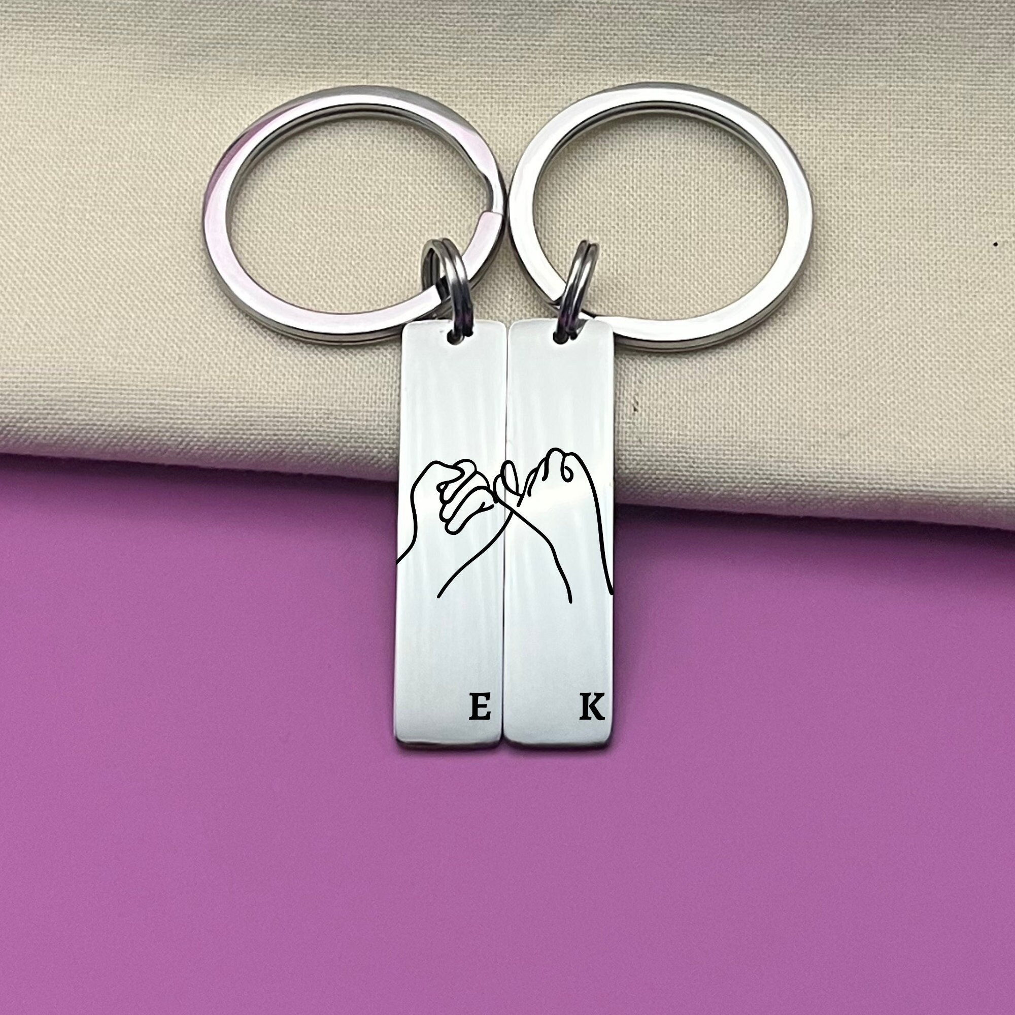 Personalized Pinky Promise Keychain Set, Stainless Steel Friendship Charm for Best Friends Personalized Pinky Promise Keychain Set, Stainless Steel Friendship Charm for Best Friends