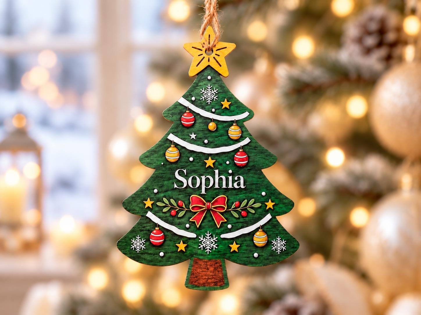 Personalized Family Christmas Ornament with Custom Name, Wooden Tree-Shaped Holiday Keepsake for Kids and Family Personalized Family Christmas Ornament with Custom Name, Wooden Tree-Shaped Holiday Keepsake for Kids and Family