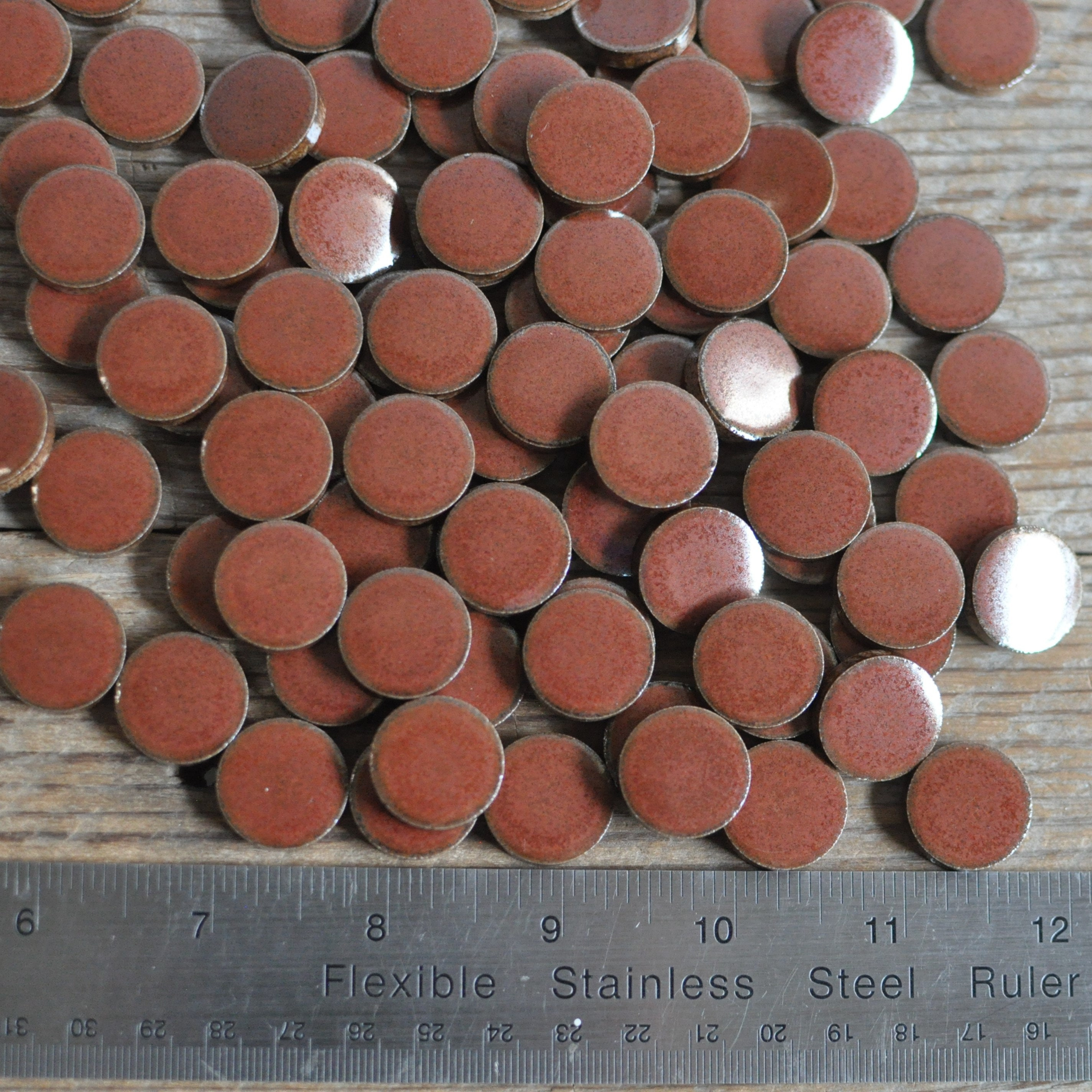 100 Copper Glossy Ceramic Round Mosaic Tiles, Glazed Porcelain Circles for Mixed Media Art, Stepping Stones & Jewelry Cr 4 - MeasureMason 100 Copper Glossy Ceramic Round Mosaic Tiles, Glazed Porcelain Circles for Mixed Media Art, Stepping Stones & Jewelry Cr 4
