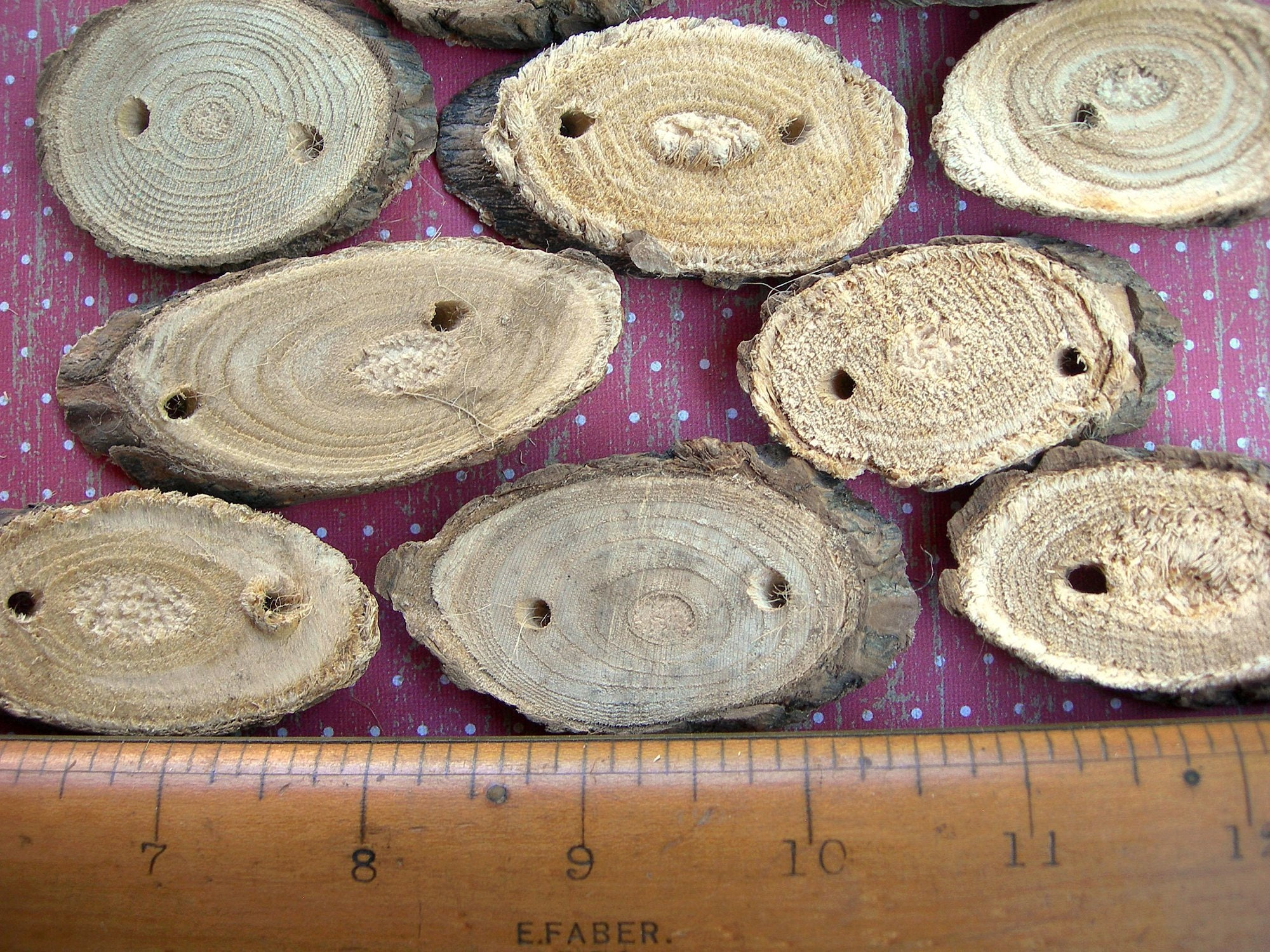 10 Natural Oval Wood Slices with Bark, Predrilled Holes, 2-3 Inches Craft Plaques for DIY Projects 3 - MeasureMason 10 Natural Oval Wood Slices with Bark, Predrilled Holes, 2-3 Inches Craft Plaques for DIY Projects 3