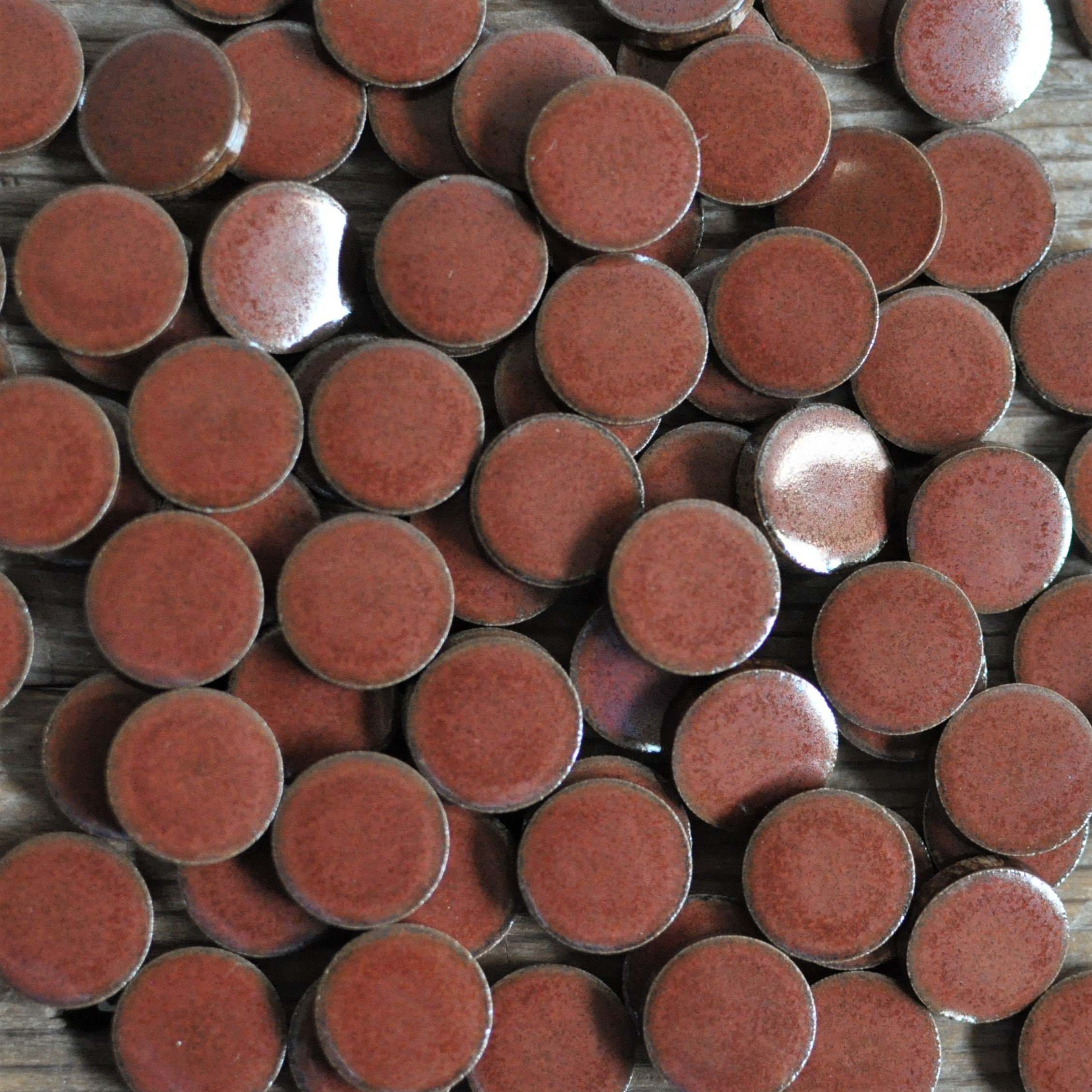 100 Copper Glossy Ceramic Round Mosaic Tiles, Glazed Porcelain Circles for Mixed Media Art, Stepping Stones & Jewelry Cr