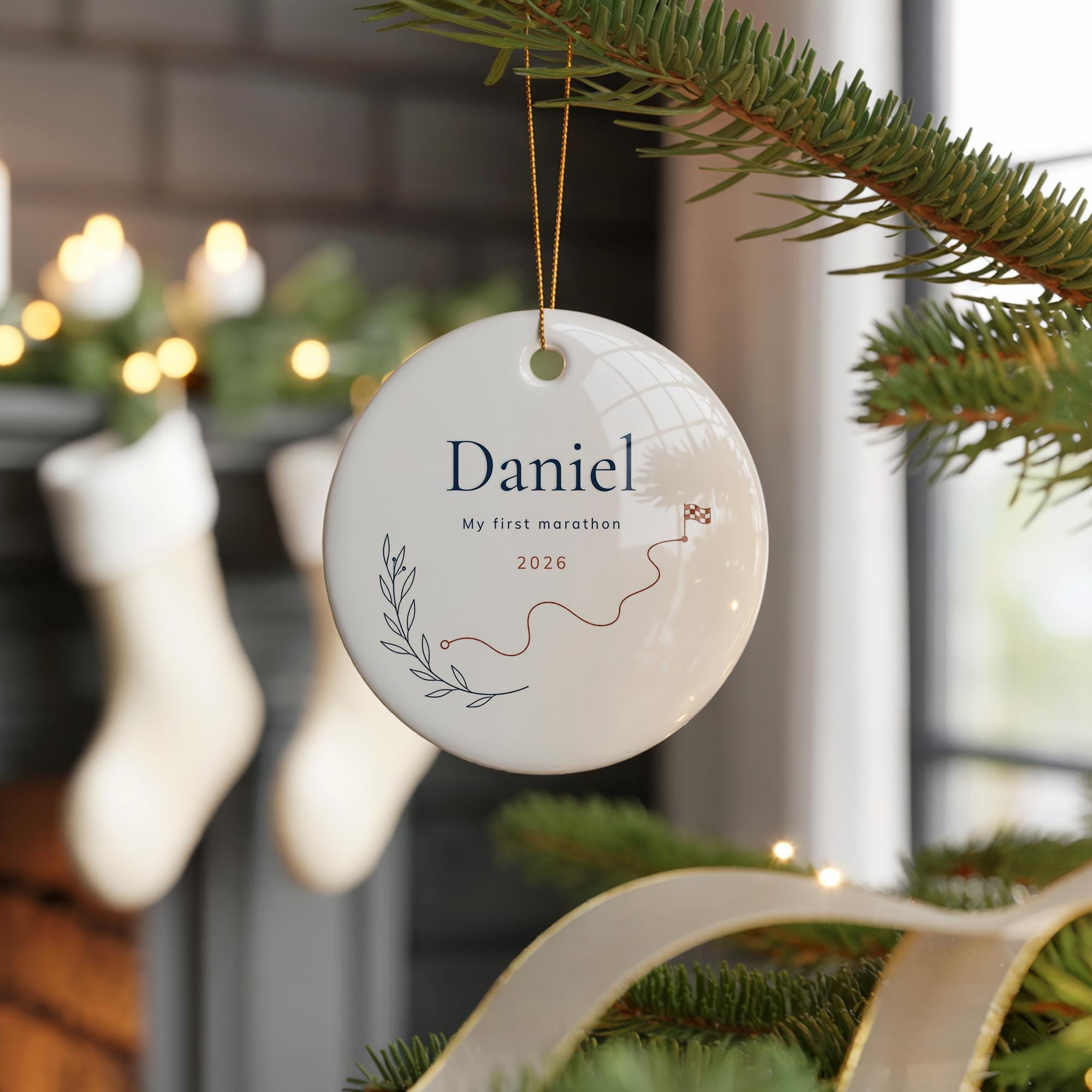 Personalized First Marathon Ornament – Custom Runner Name and Year, 3 Inch Ceramic Keepsake 4 - MeasureMason Personalized First Marathon Ornament – Custom Runner Name and Year, 3 Inch Ceramic Keepsake 4