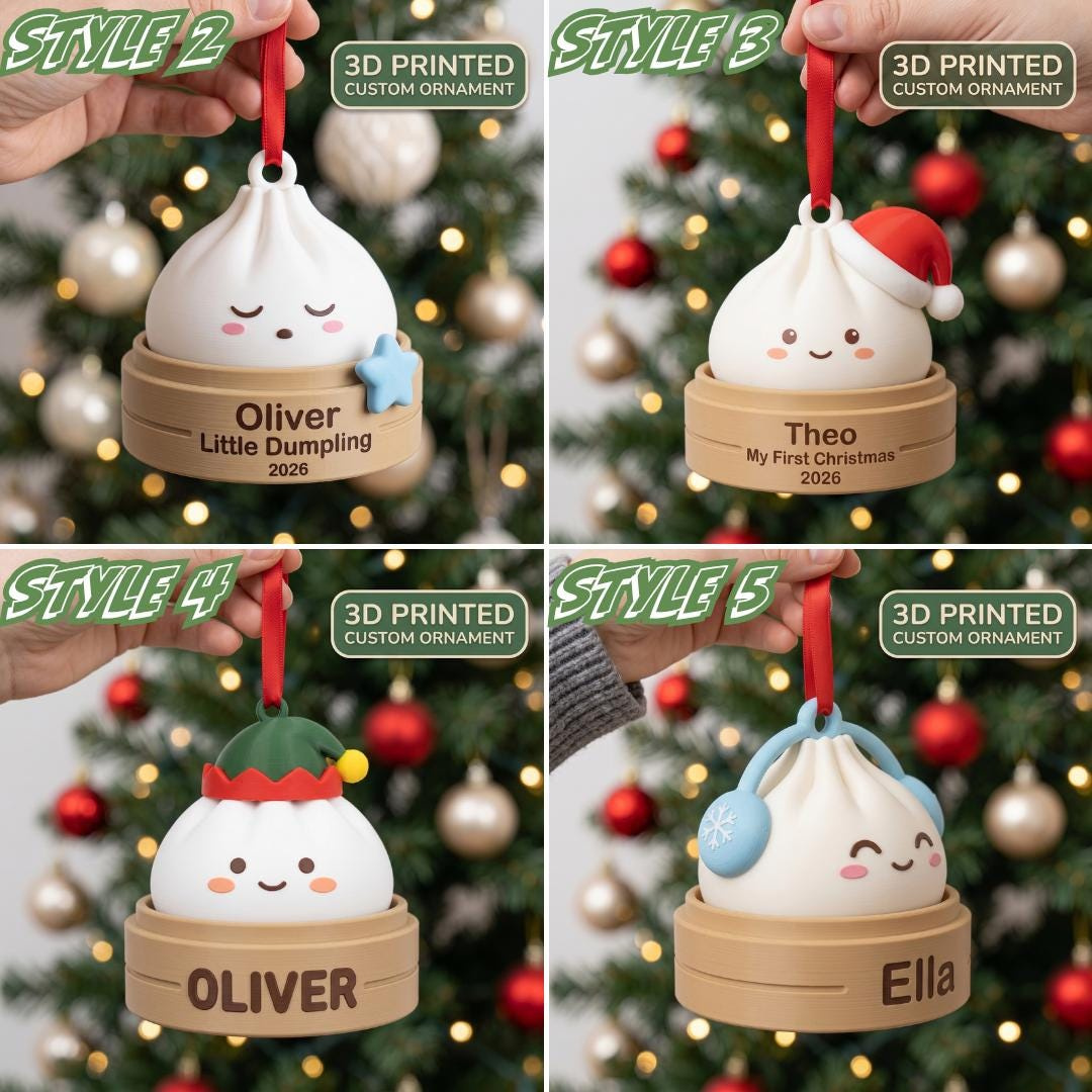 Personalized Dumpling Ornament with Name – 3D Printed Christmas Tree Decoration & Clicker Keychain 2 - MeasureMason Personalized Dumpling Ornament with Name – 3D Printed Christmas Tree Decoration & Clicker Keychain 2