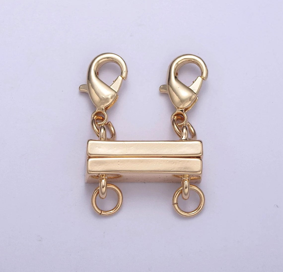 Magnetic Layered Necklace Clasp, 18K Gold Filled Multi-Strand Connector for DIY Stackable Jewelry & Bracelets