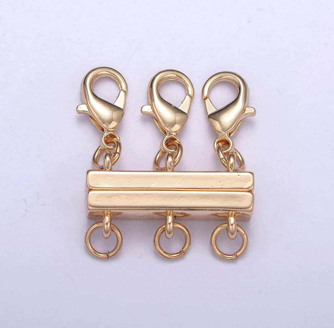 Magnetic Layered Necklace Clasp, 18K Gold Filled Multi-Strand Connector for DIY Stackable Jewelry & Bracelets 1 - MeasureMason Magnetic Layered Necklace Clasp, 18K Gold Filled Multi-Strand Connector for DIY Stackable Jewelry & Bracelets 1