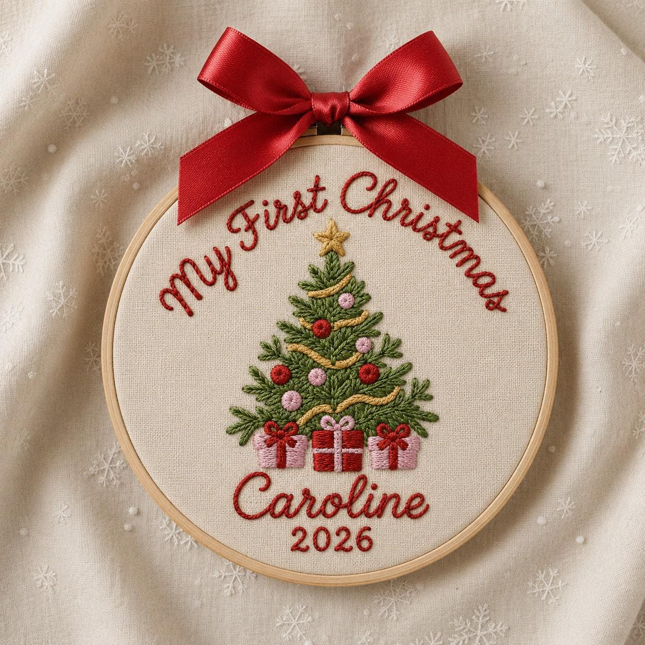 Personalized Embroidered Babys First Christmas Ornament Custom Baby Name Hoop Nursery Wall Decor Baby Shower Gift 2 - MeasureMason Personalized Embroidered Babys First Christmas Ornament Custom Baby Name Hoop Nursery Wall Decor Baby Shower Gift 2
