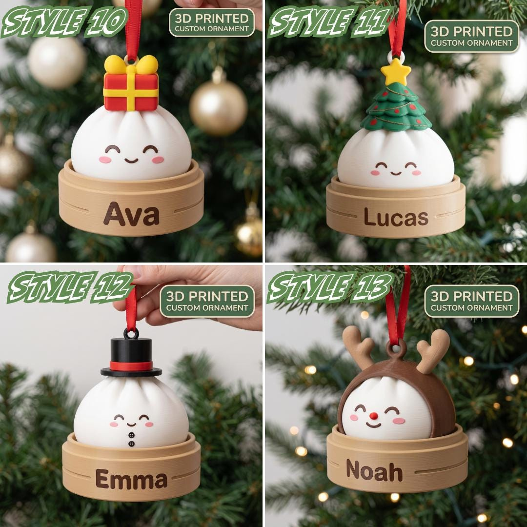 Personalized Dumpling Ornament with Name – 3D Printed Christmas Tree Decoration & Clicker Keychain 4 - MeasureMason Personalized Dumpling Ornament with Name – 3D Printed Christmas Tree Decoration & Clicker Keychain 4