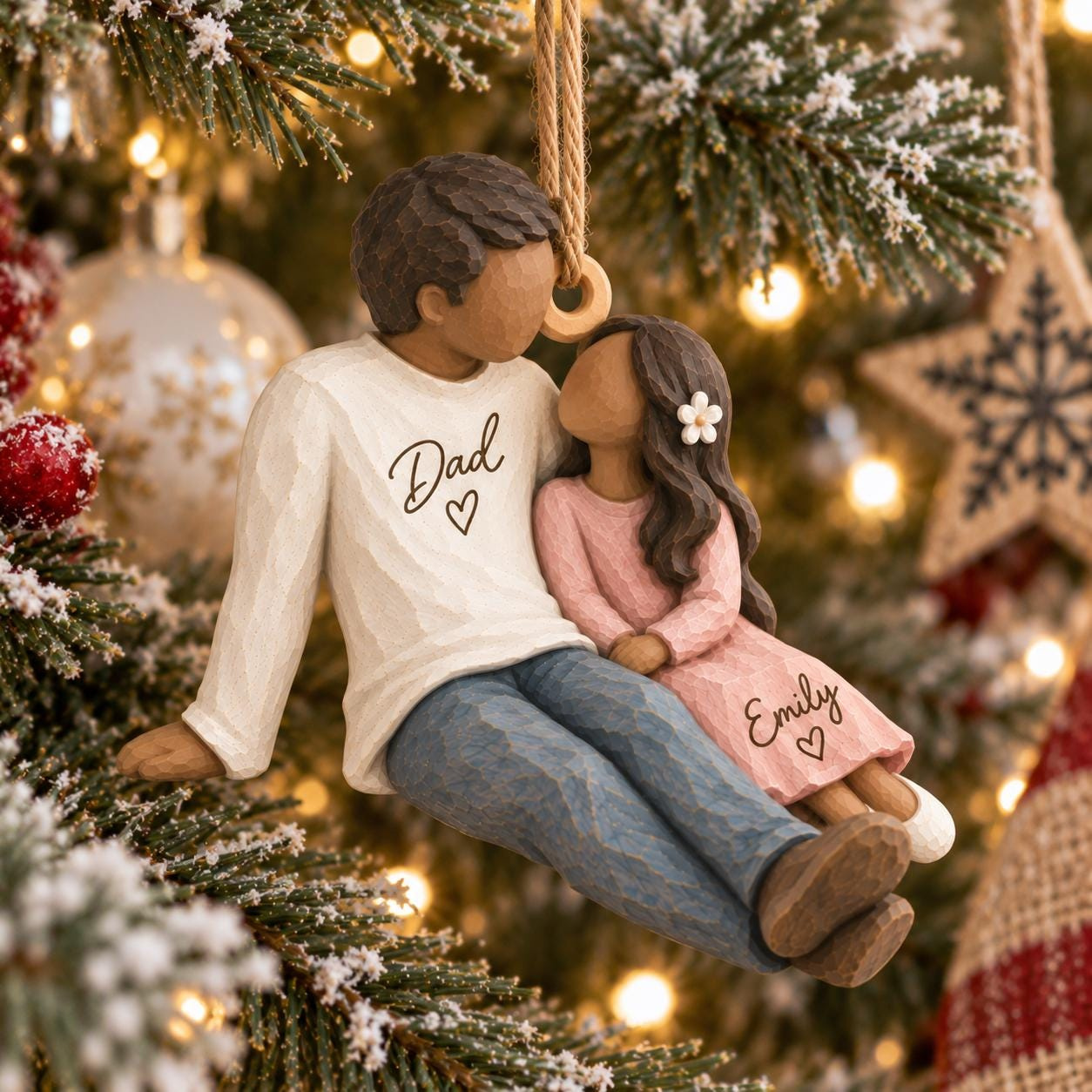 Personalized Dad and Daughter Christmas Ornament - Custom Name Father Daughter Keepsake Gift for Dad 1 - MeasureMason Personalized Dad and Daughter Christmas Ornament - Custom Name Father Daughter Keepsake Gift for Dad 1